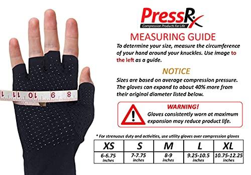 PressRx PressRx Compression Arthritis Gloves for comfortable pain relief from Rheumatoid, Carpal Tunnel and more – With Fingerless Fit for Easy Daily Use (1 PAIR) - Xtra Small