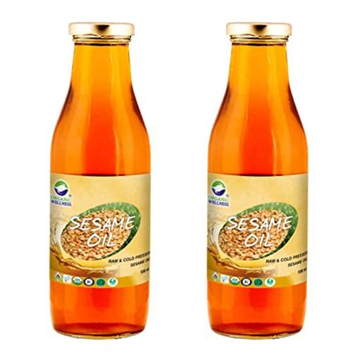 Organic Wellness Organic Wellness Sesame Oil 500 ml | 100% Pure Gingelly Oil | Washed Til Oil | Sesame Oil for Cooking, Hair, Massage, Pooja (Pack of 2)