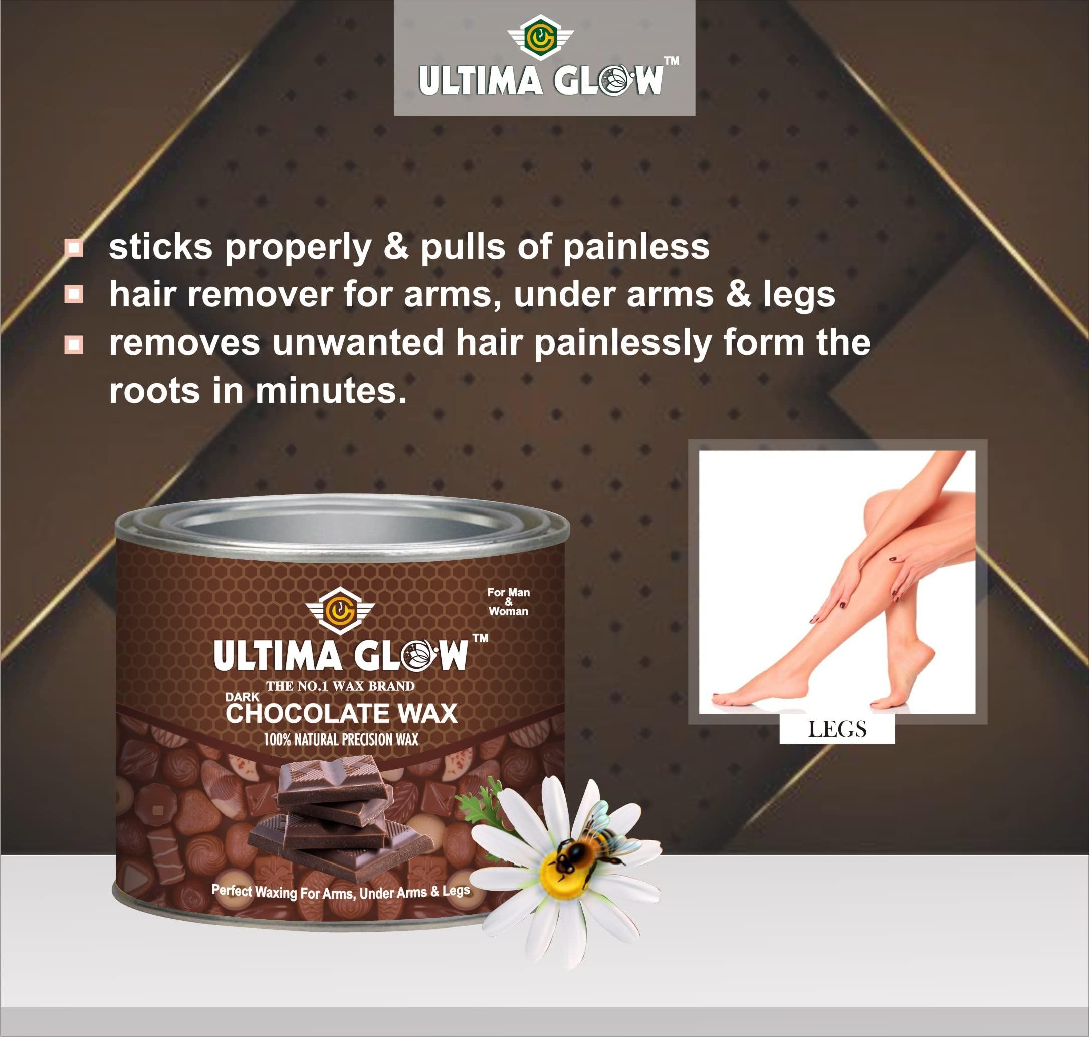 ULTIMA GLOW ULTIMA GLOW dark chocolate strip and stick gram Wax for glowing skin 600 gram wax full body Hair Removal Wax For Arms, Legs, Chest, Back, and Full Body | Men & Women | Tan Removal | All skin Type
