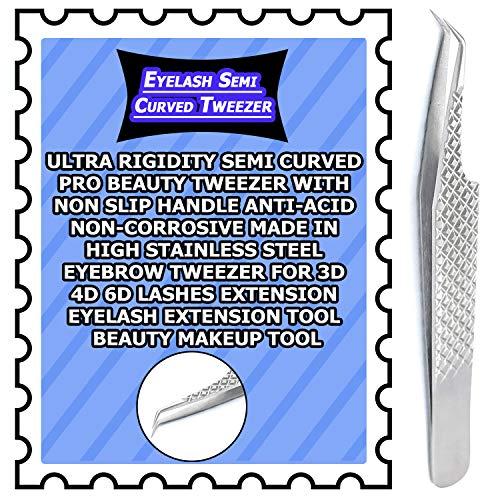 G.S ONLINE STORE G.S Volume Tweezers Stainless Steel Ultra Rigidity Semi Curved Pro Beauty Eyelash Extension Tool Non Slip Handle ELT-07