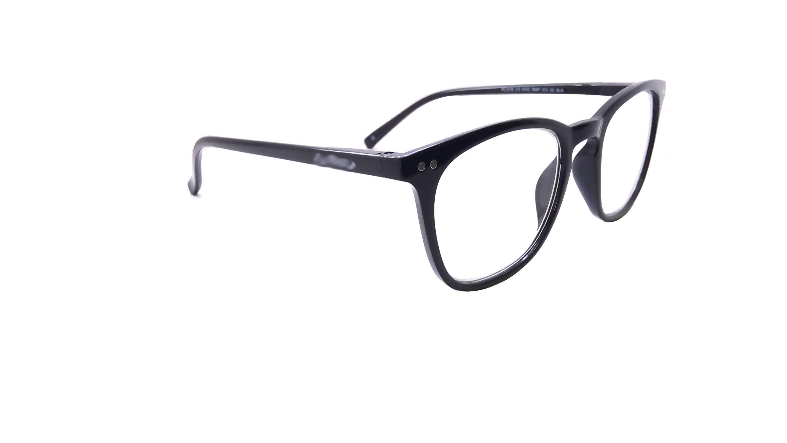 N Specs N Specs +2.00 near reading blue block blue light cut with blue coating glasses for men & women unisex black coloured wayfarer frame