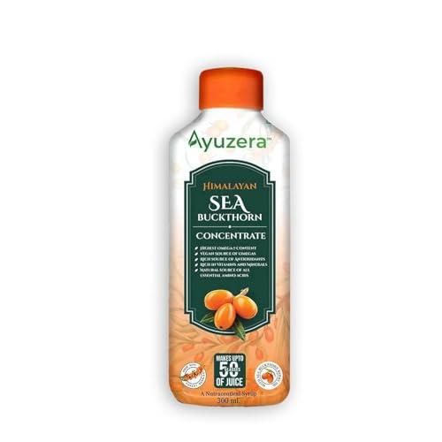 Ayuzera Ayuzera Himalayan Sea Buckthorn Pulp 300ml | Plant Based Vegan Omega 3, 6, 7 and 9 | Vegetarian Liquid Supplements | No Fish Oil | Veg, Natural & Organic | Makes up to 50 Glass Juice | Rich in Omega 7, Antioxidants, Vitamins (300ml, Pack Of 1)