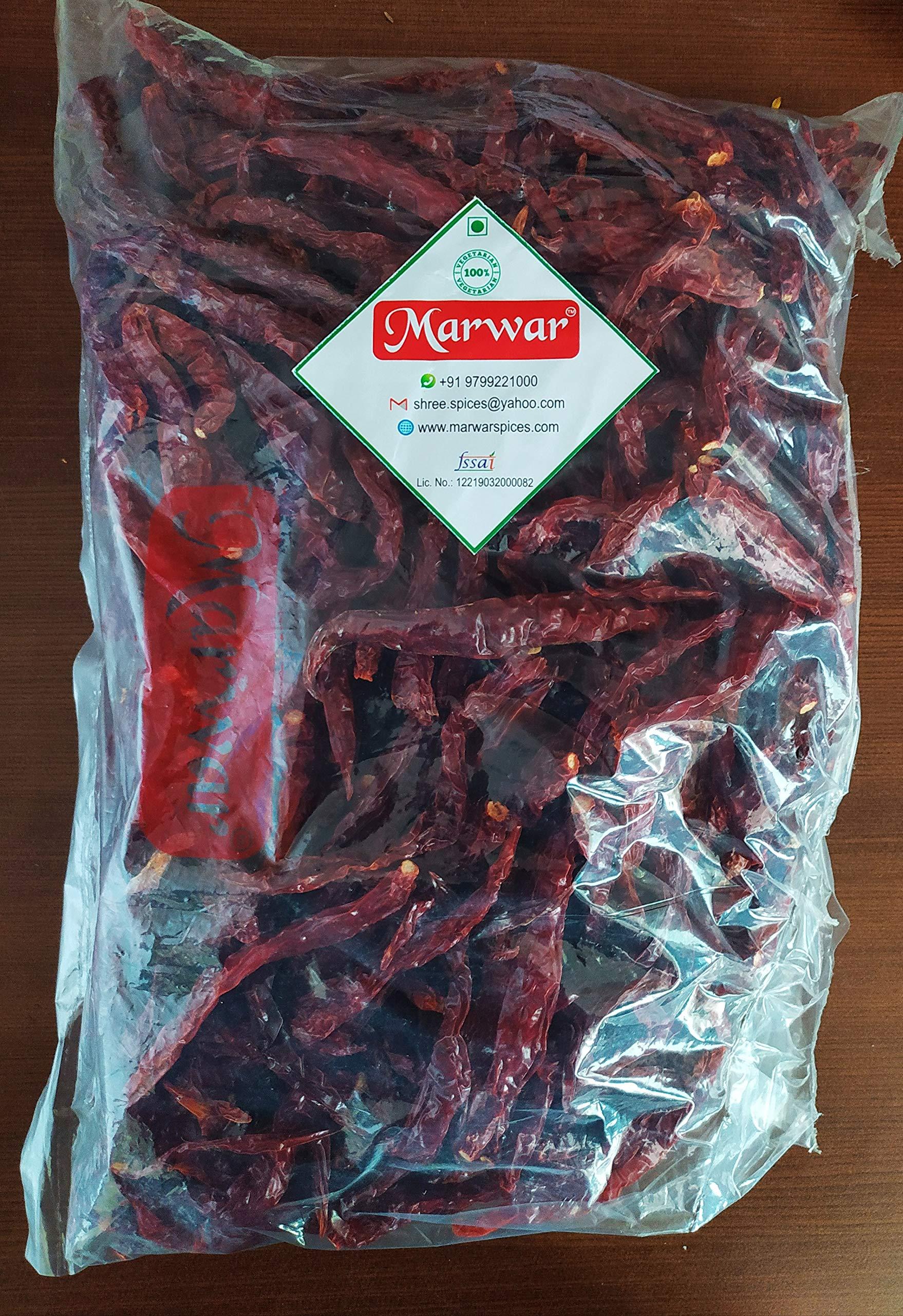 MARWAR MARWAR Whole Red Chili/Chilly 400GM- PACK| Dried Kashmiri | Sabut Lal Mirchi | No Added Color And Flavours | No Added Preservatives | Turn Everything Delicious