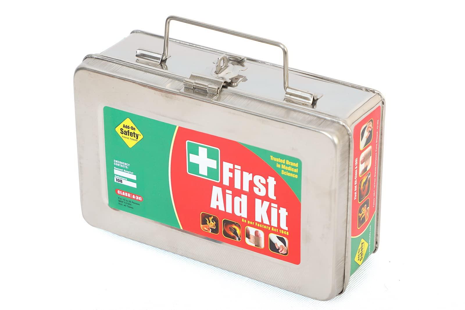 JAYCO First Aid Kit with all items inside/Emergency Medical Kit/First Aid Box for Home Office Factory Industry - Class A Kit in a Stainless Steel Box