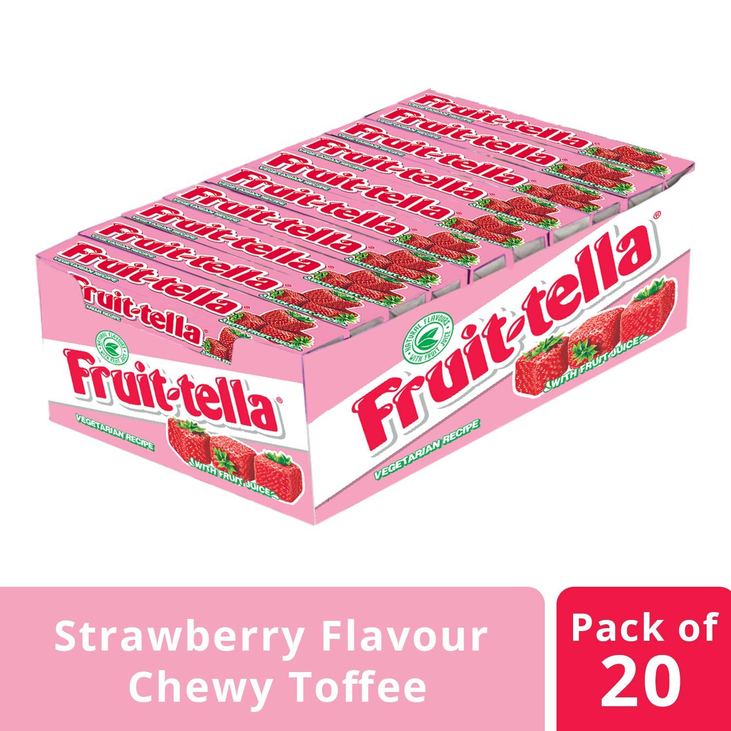Fruitella Fruitella, Strawberry Flavour, Chewy Toffee Stick Pack, 900 g- Pack of 20