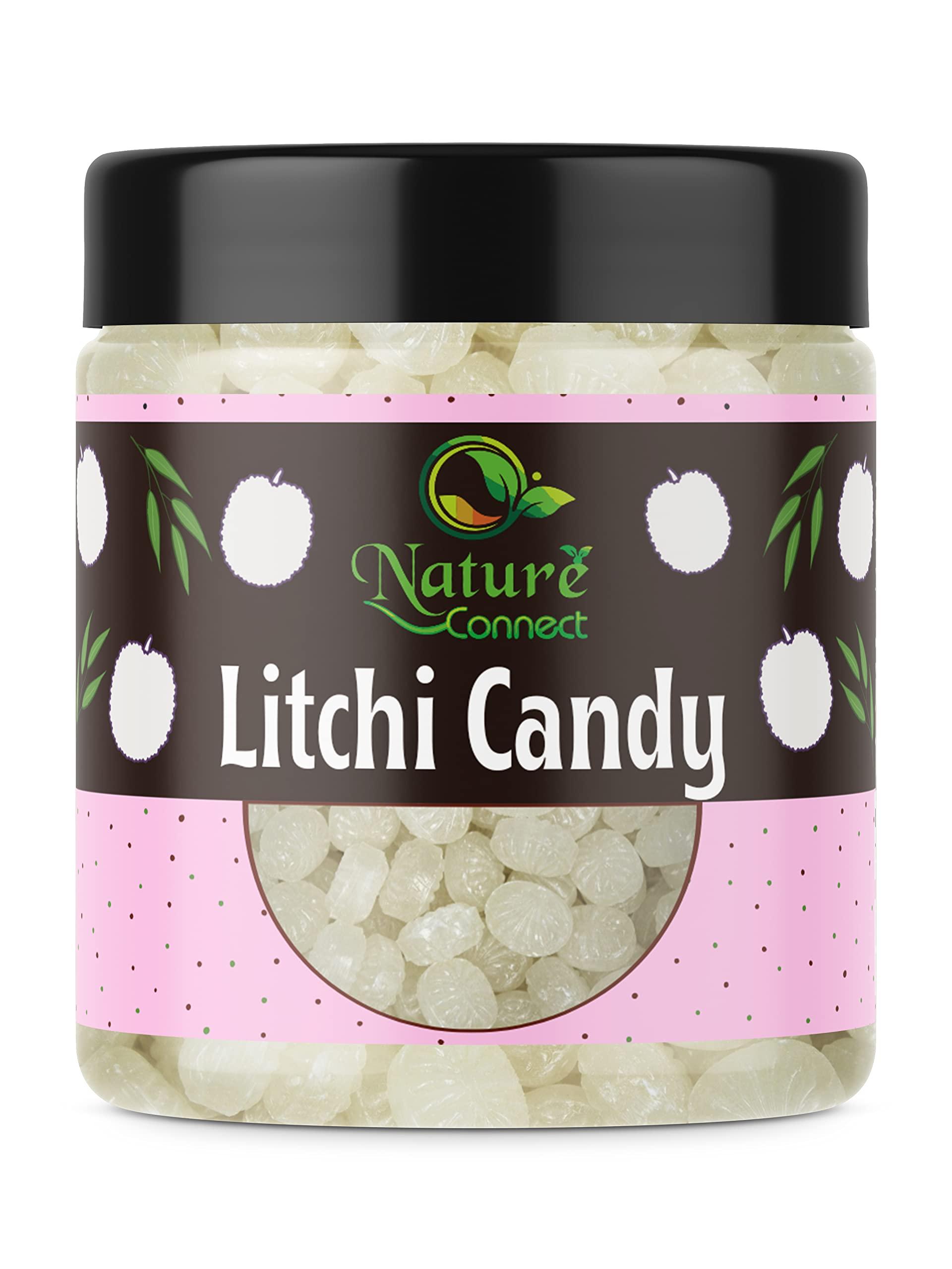 Nature Connect Nature Connect Litchi Flavour Candy 400 gms | Candy Khatti Mithi Goli |Litchi Toffee | Litchi Herbal Toffee [Jar Pack]