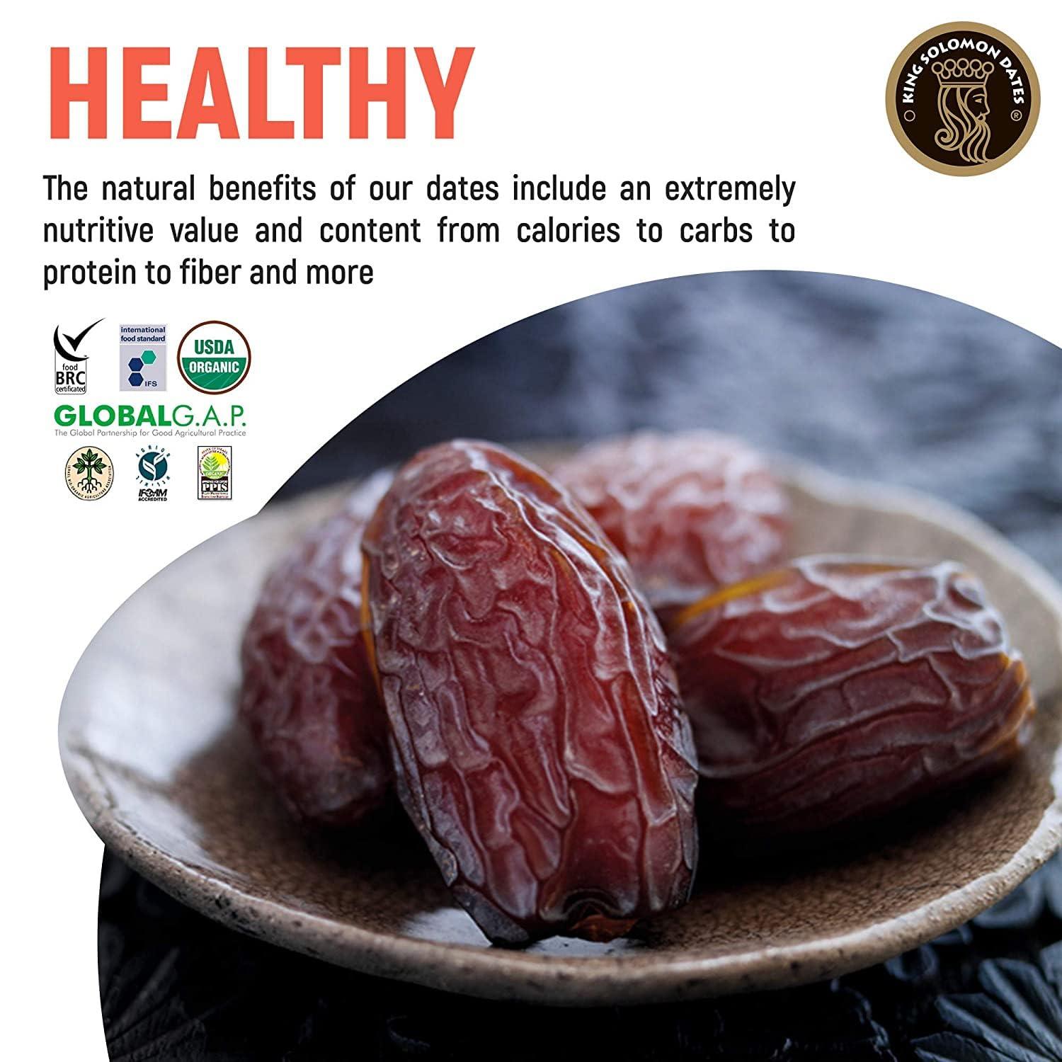 KING SOLOMON DATES KING SOLOMON DATES Medjoul/Medjool Dates | All Natural | No Added Sugar | No Preservatives | Gluten Free | Vegan Plant Based | Non-Gmo | Dates Dry Fruits (Medium, 500.0 Grams)