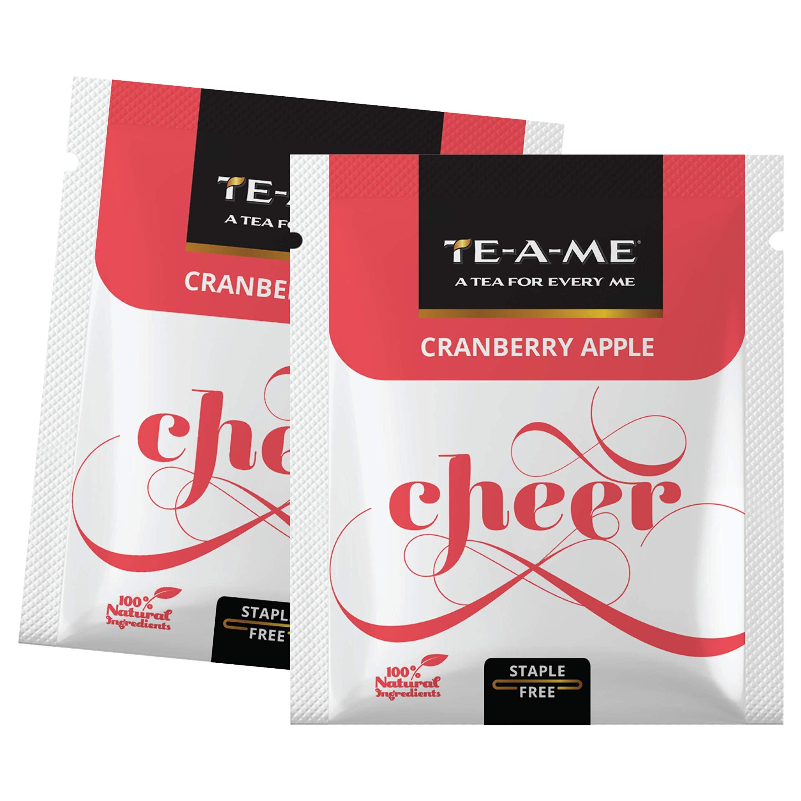 TE-A-ME TE-A-ME Cranberry Apple Fruit Tea Bags|A Fruity Symphony Of Apple, Rosehip With Added Flavours|100% Caffeine Free|50 Cranberry Apple Tea Bags (2 Boxes X 25 Tea Bags = 50 Tea Bags) - Hibiscus