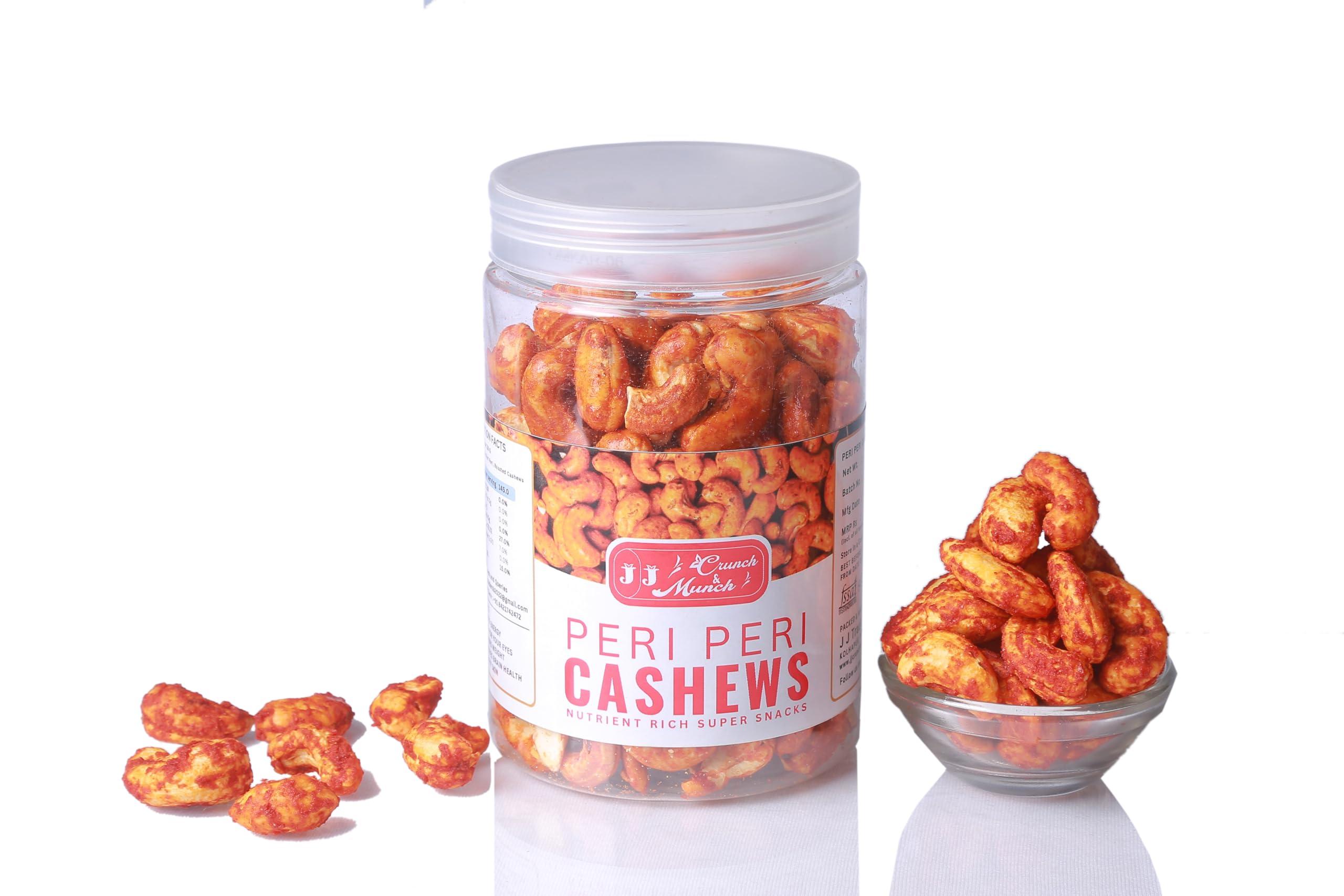 J J crunch N munch J J crunch N munch Peri Peri Cashew Jar - 250 Grams | Kaju roasted in olive oil, not fried | Healthy dryfruit snack | Diet friendly | Premium Gift | Birthday, Anniversary, Wedding (1)