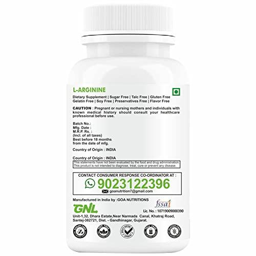 GNL GNL L Arginine 1000mg Nitric Oxide Supplement with l carnitine, L Citrulline, D-Aspartic acid & Cranberry Powder Extract | Essential Amino Acids| Powerful NO Booster - 60 Veg No Sugar Tablet