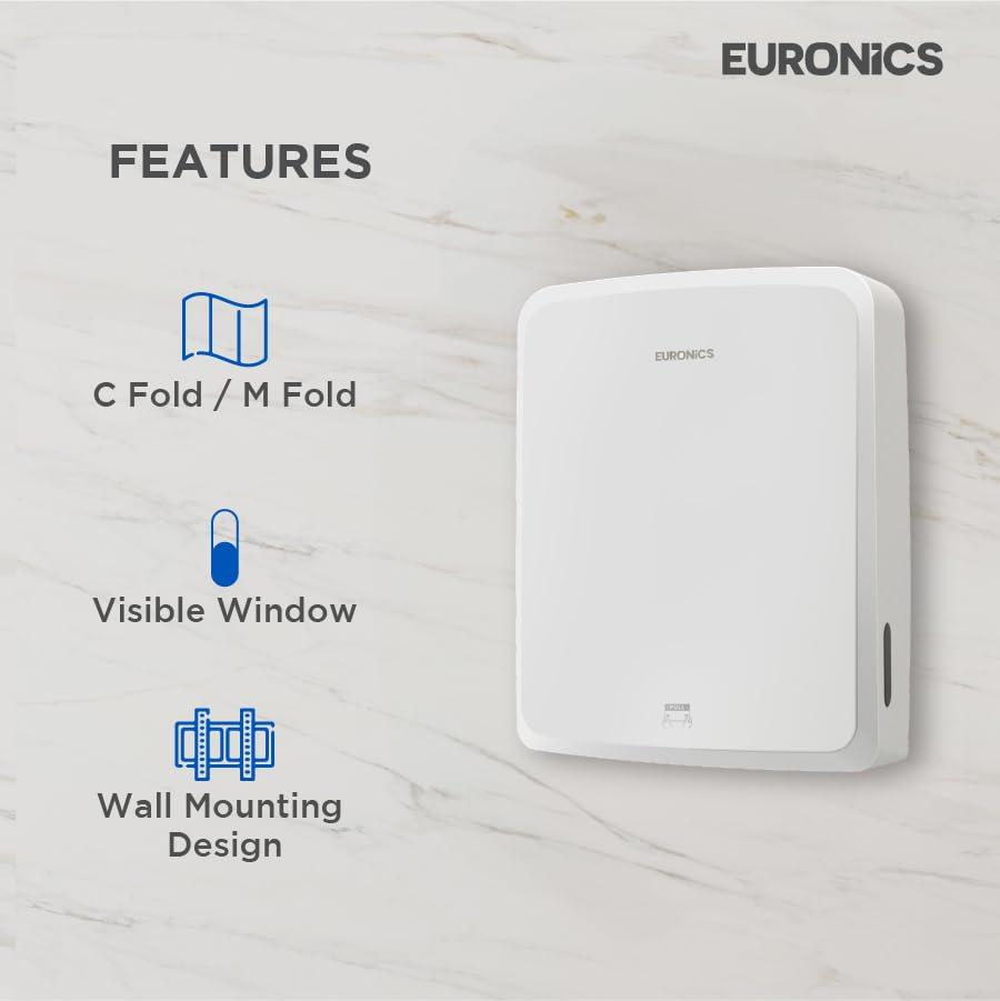 EURONICS Euronics Multi Fold Hand Towel Paper Dispenser for Bathroom | Wall Mounted | Commercial Use | EP23N