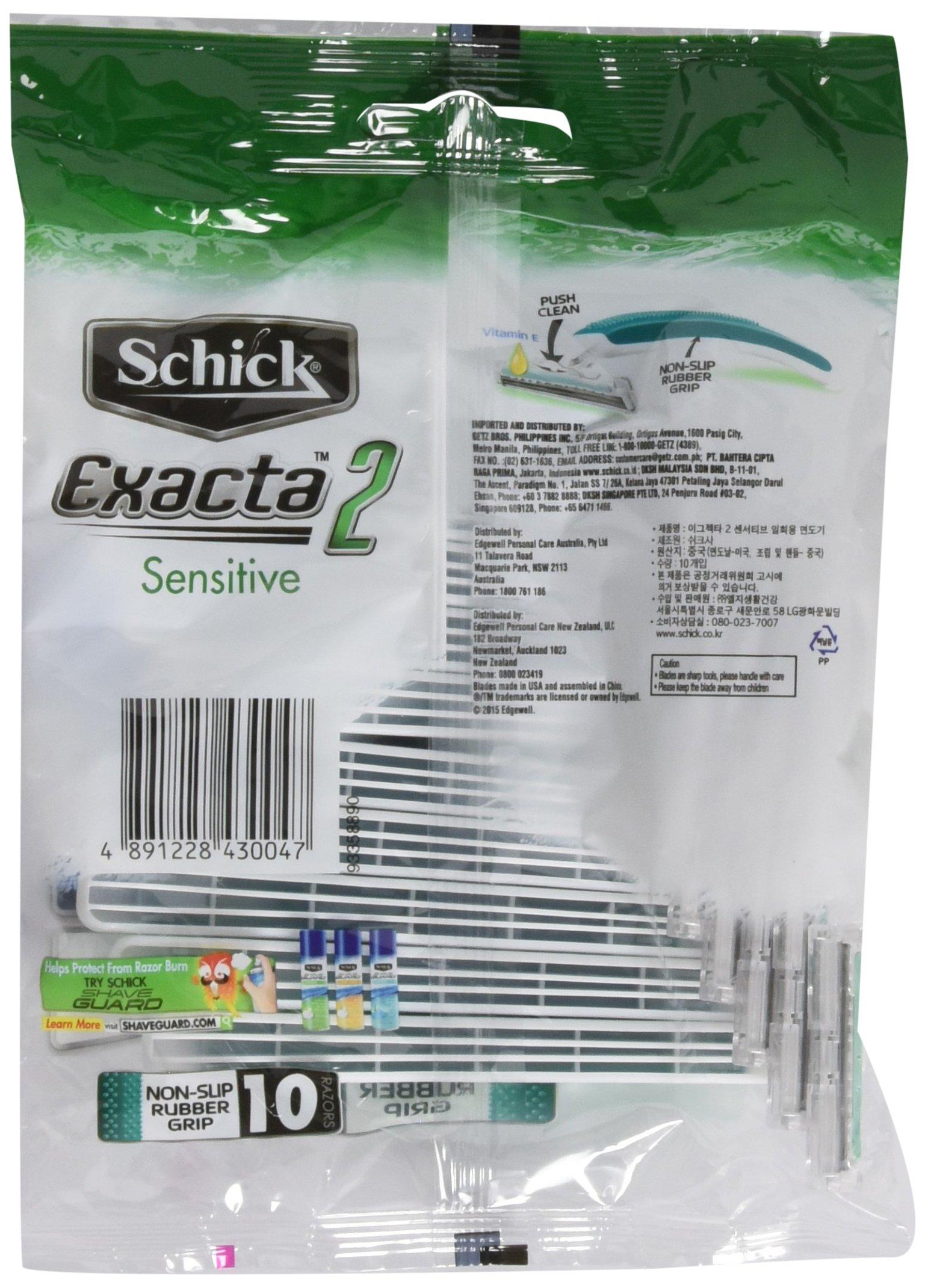 SCHICK Schick Exacta2 Sensitive Disposable Razor, 10 Count( Pack of 2)