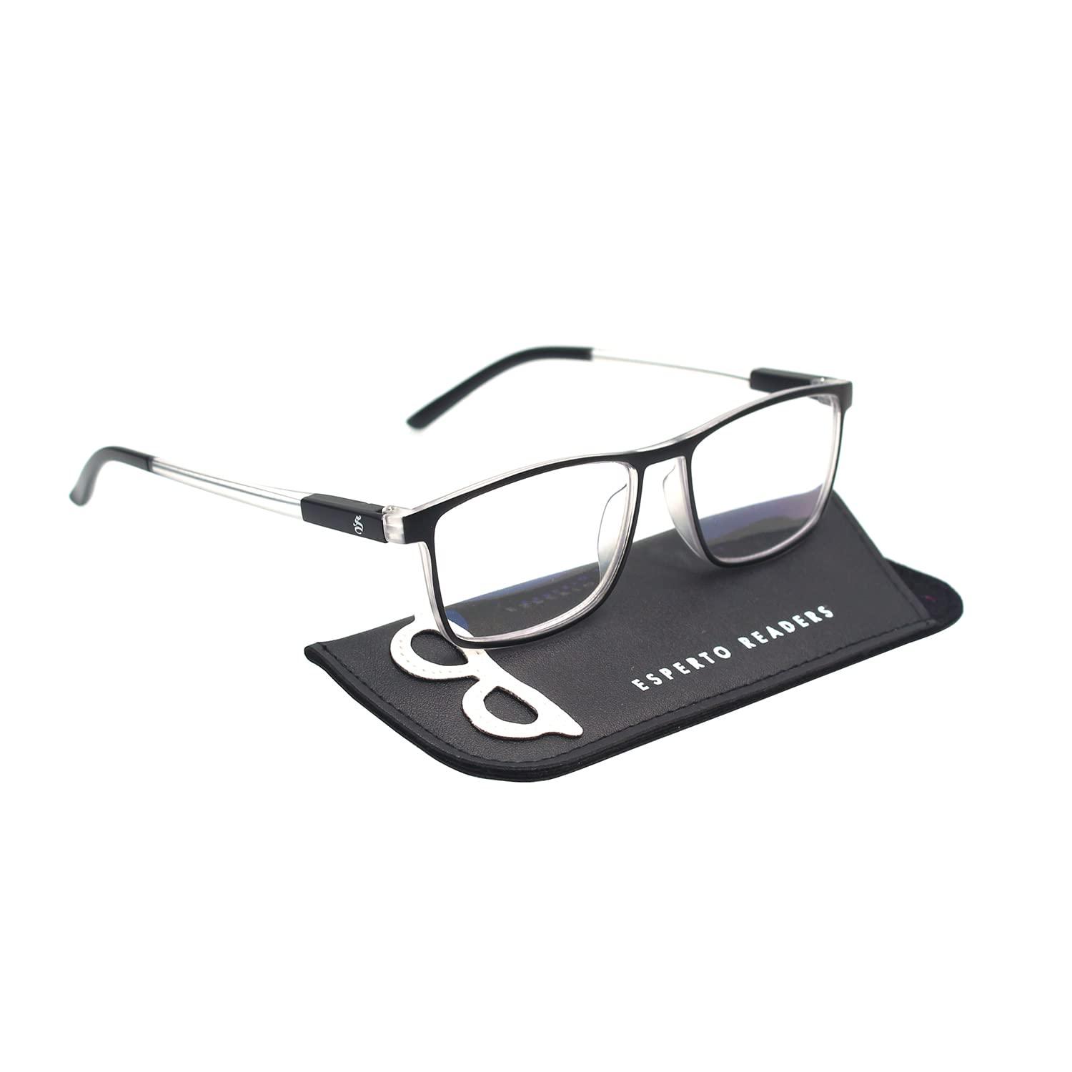 ESPERTO READERS ESPERTO READERS Wood Reading Glasses - Blue Cut Lens With Antireflection & Ultra Light Weight For Men & Women +1.00 to +3.00 Power 2 Pcs Combo - Black & Brown (+3.00)
