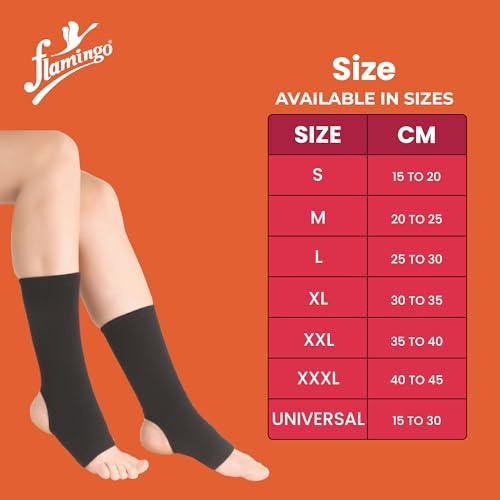 Flamingo Flamingo Anklet Ankle Support Compression Brace for Sprained Ankle, Achilles Tendon, Plantar Fasciitis, Arthritic Pain | Ankle Band Pain Relief Recovery For Men & Women (Pair) | Color-Black | Size-XL