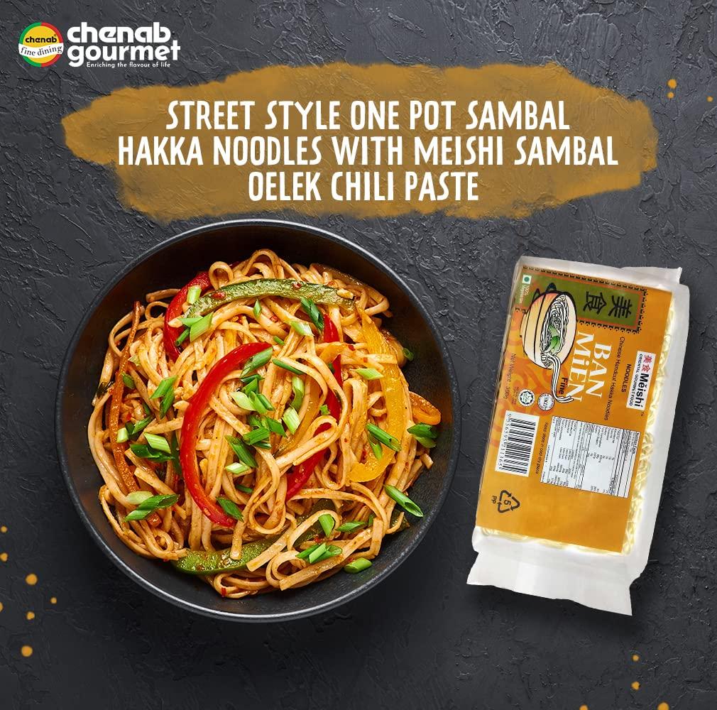 Meishi Meishi Ban Mien Handcut Hakka Fine-Size Noodles, 300g | Pack Of 2 | Refined Wheat Flour Noodles | Air-Dried Hakka Noodles