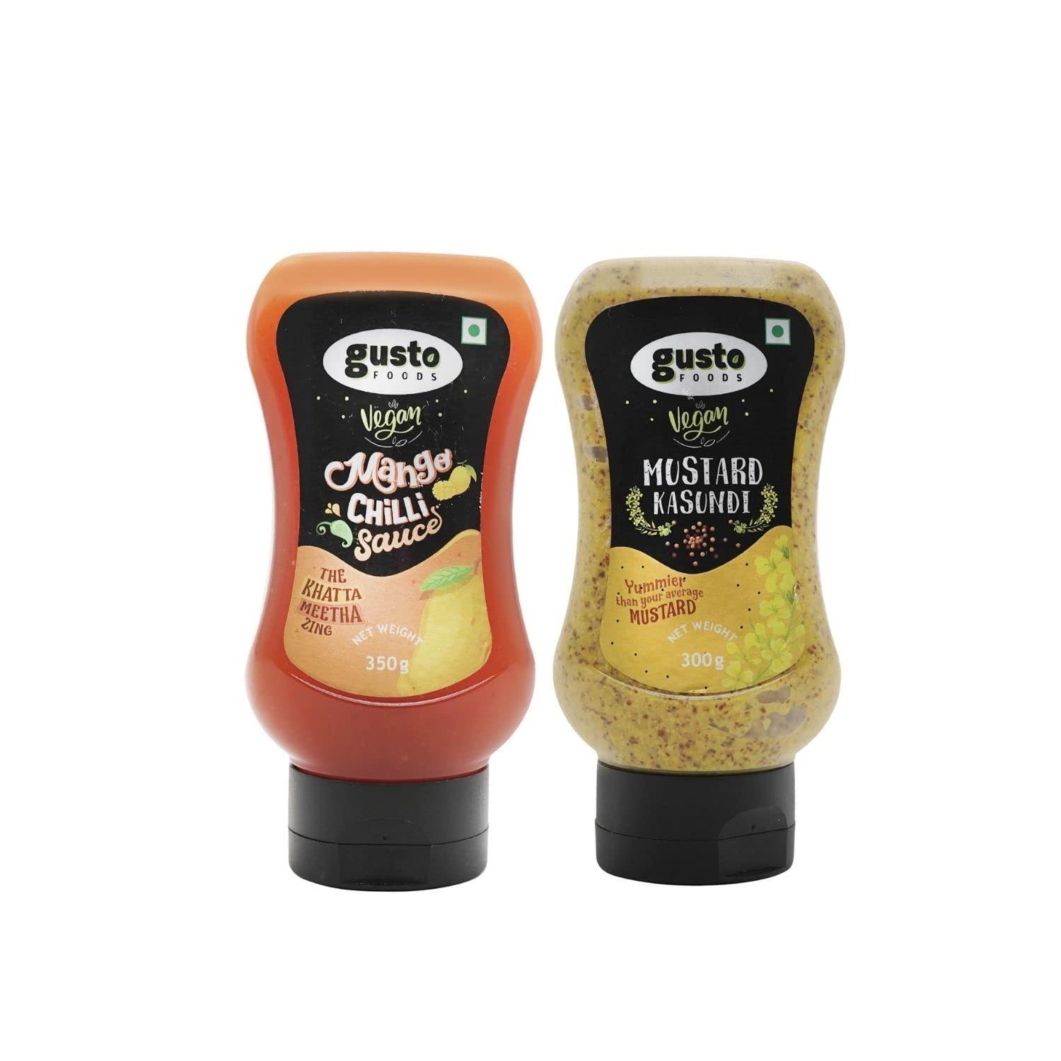 Gusto Foods Gusto Foods Mango Chili Sauce (350g) And Kasundi Saunce (300g) Combo (1 Each) | Sweet and Sour Mango Sauce with Traditional Bengali Mustard Dip Sauce