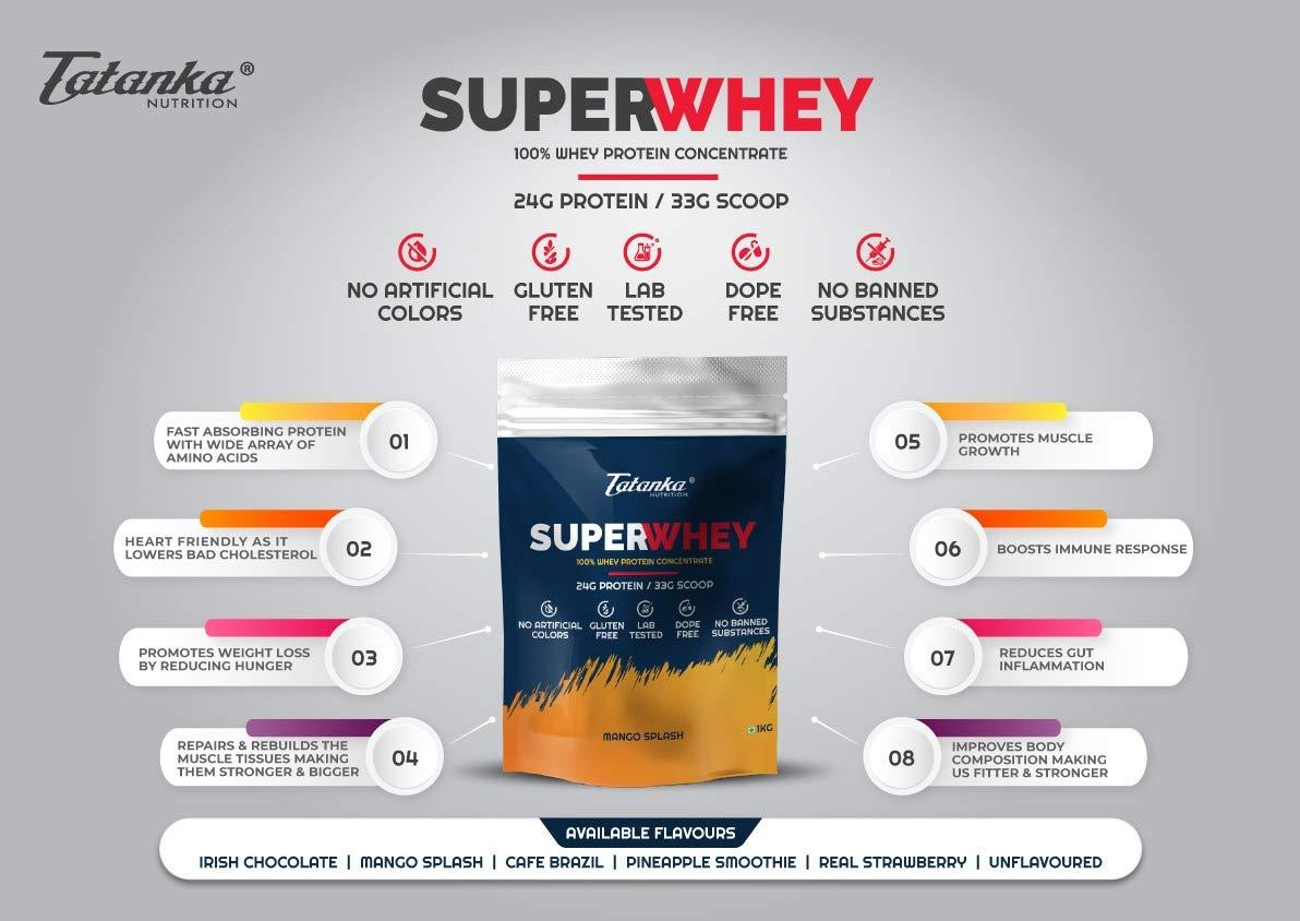 Tatanka Nutrition Tatanka Nutrition Super Whey Protein | 24G Protein | 30 SERVINGS | NATURAL COLOURS |ZERO PRESERVATIVES | 1KG (Real Strawberry)