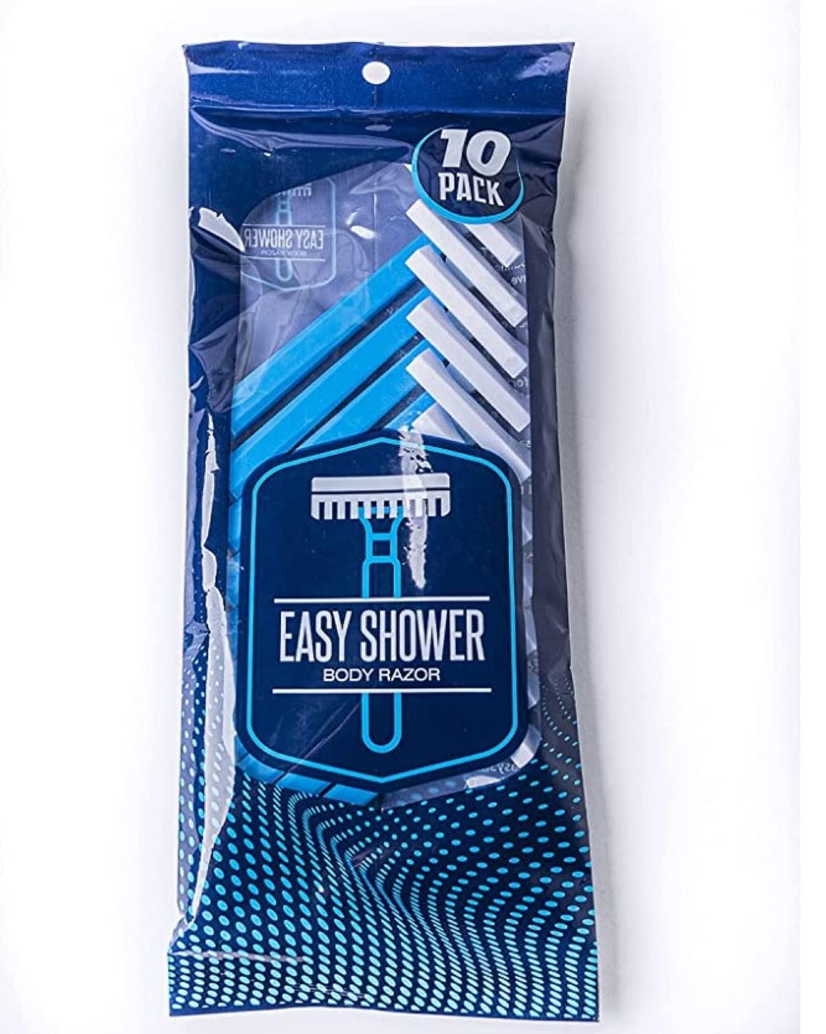 Easy Shower Easy Shower Disposable Body Razor for Men (10 Pack) - Sensitive Body Razors / Blades (Blue)