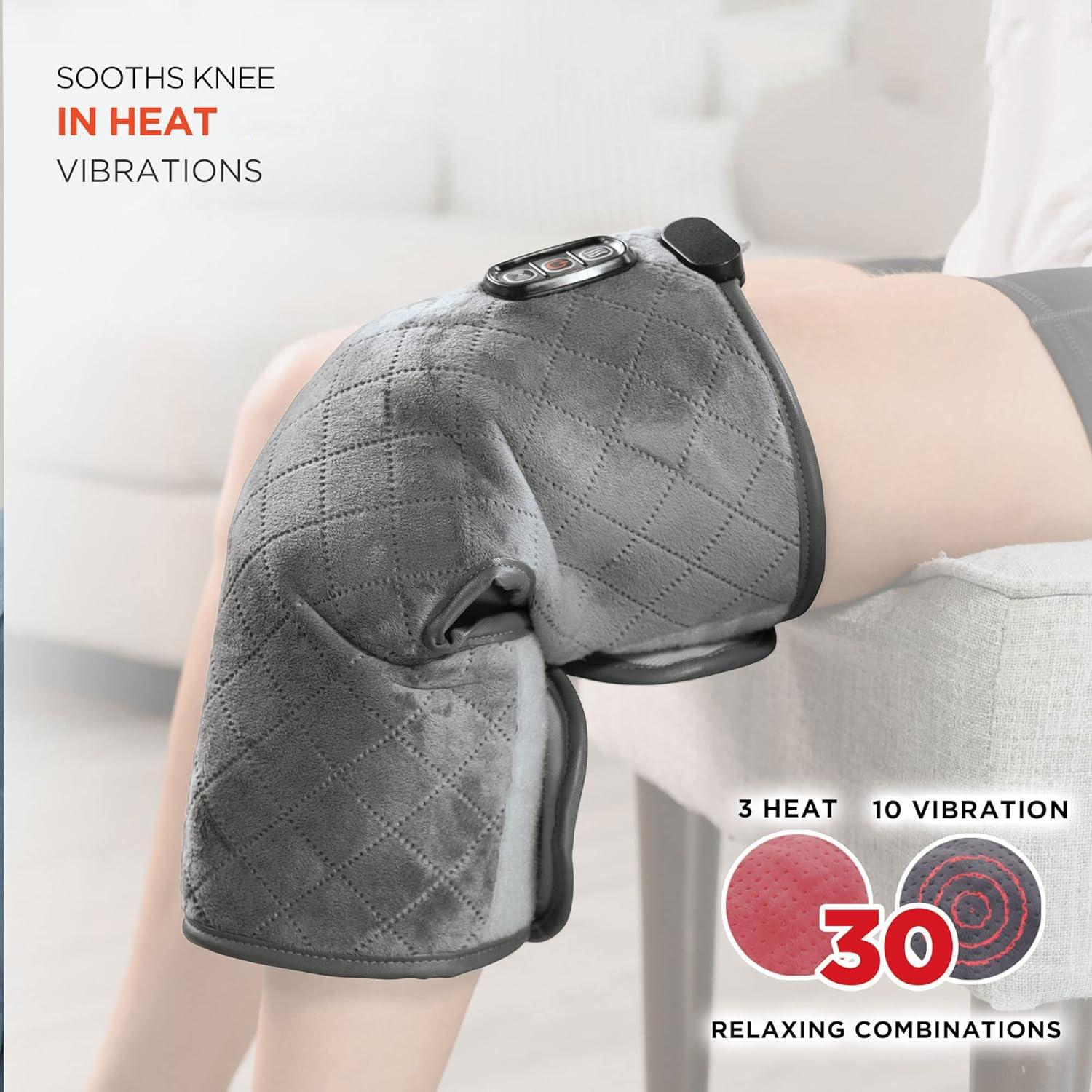 Sisliya Sisliya Heated Knee Brace, 2 Heat & 5 Massage Settings for 10 Relaxing Combinations Knee Support Massager Knee Brace for Arthritis, Osteoarthritis, Joint Pain Relief,Fits Men and Women
