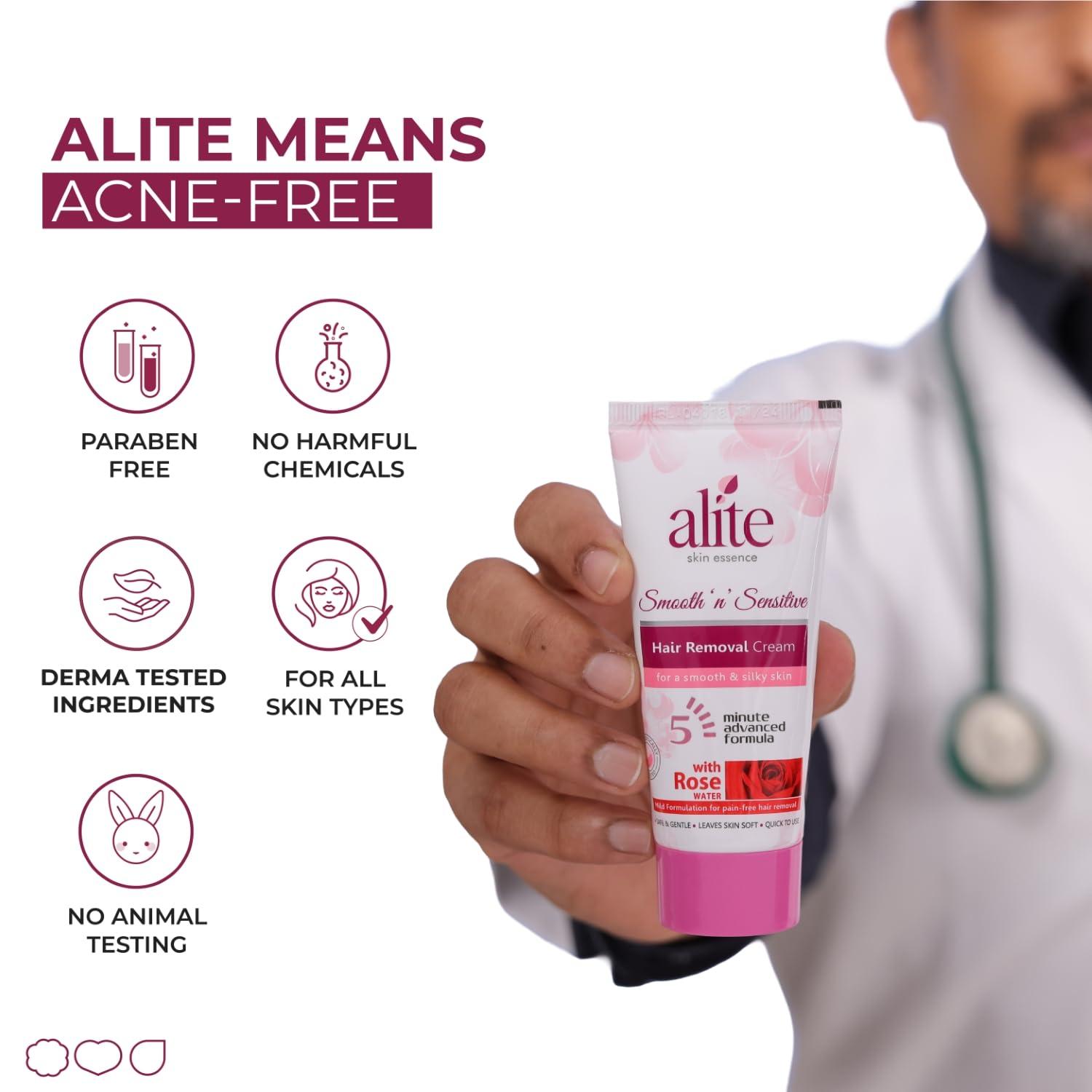 Alite Alite Hair Removal Cream for Women Combo Pack of 2 (60g Each) - with Rose Water and 5 Minutes Advanced Formula| Mild Formulation for Pain Free Hair Remove - Hair Remover - Hair Removing Cream