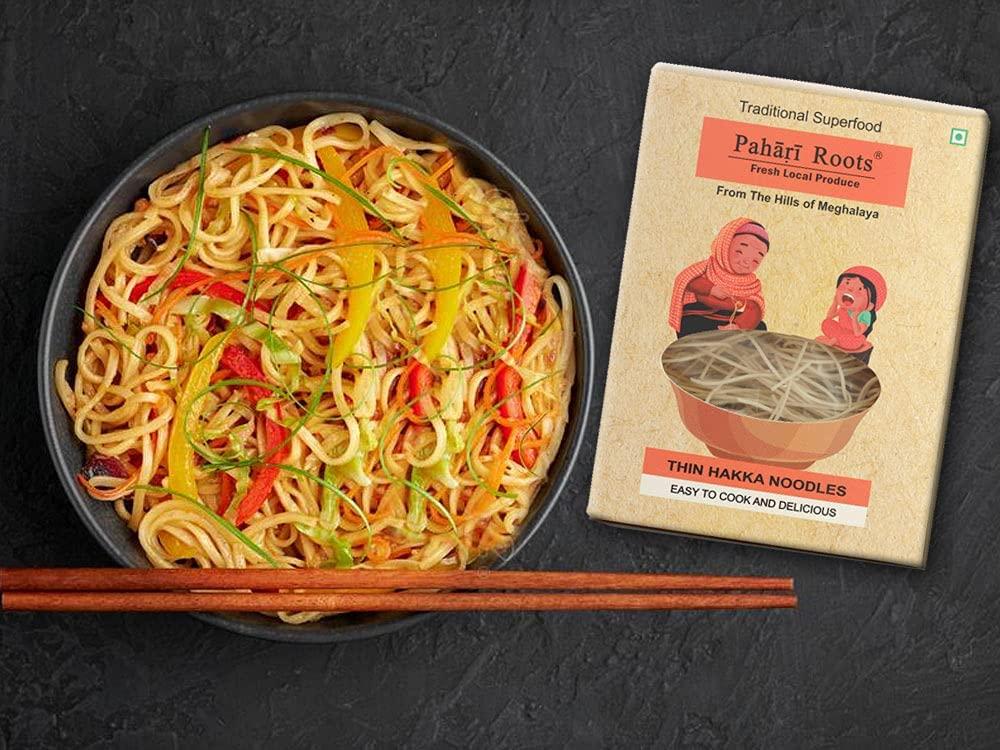 Pahari Roots Pahari Roots - Special Thin Hakka Vegetarian Noodles (2X300G) | Chowmein Handmade Instant Noodles Light & Flavourful Make Delicious Khow Suey,Ramen,Chopsuey, Noodle Soup Hakka Noodles Pack In Fresh