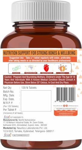 The Body Reserve The Body Reserve Vitamin D3 K2 MK7-120 Veg Tablets, 100% RDA Plant-Based Vitamin D3 Supplement from Lichen Source with Vitamin K2 as MK7 Menaquinone