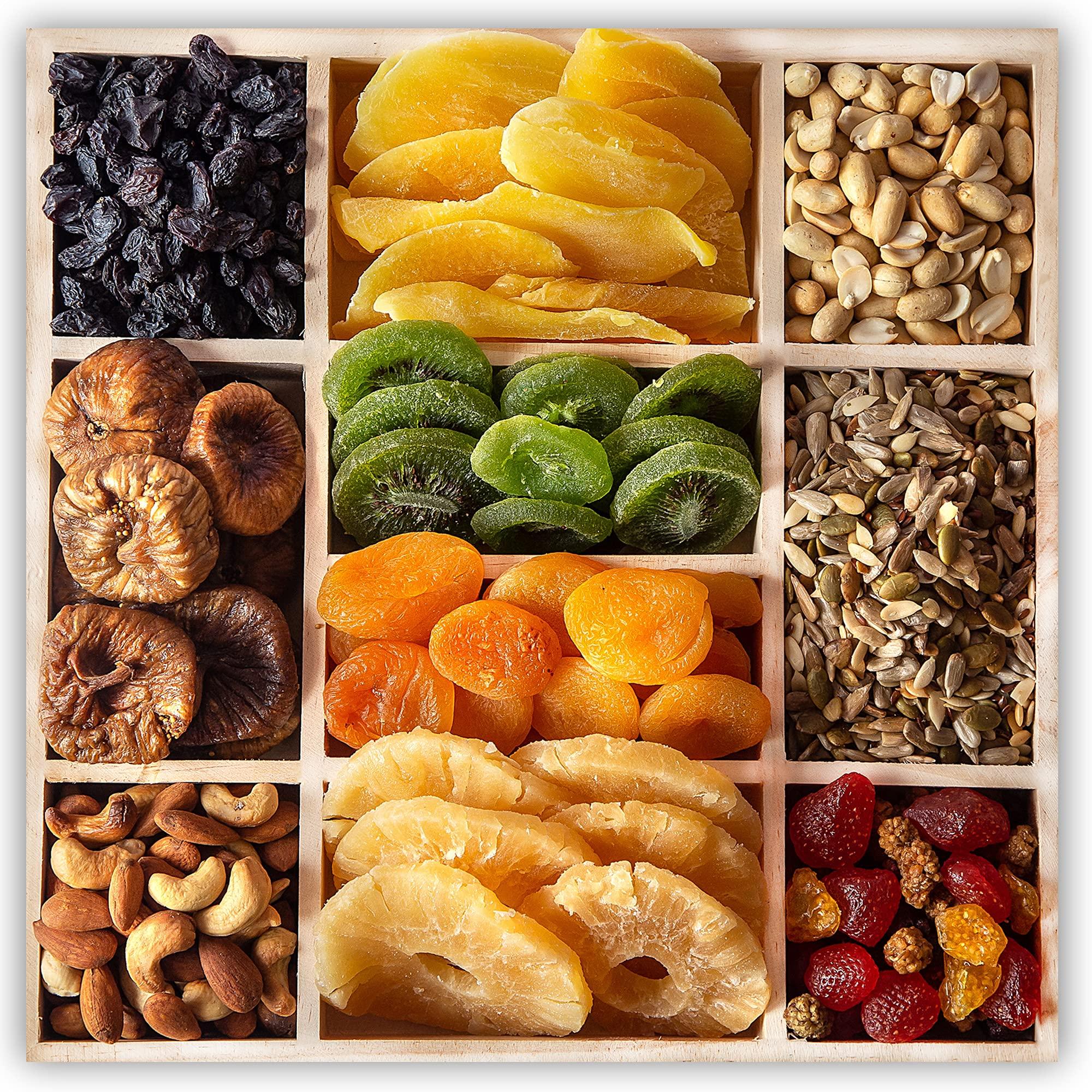 HYPERFOODS HyperFoods RawFruit Dry Fruit Gift Pack Tropical Fruits Wooden Gift Hamper| Dried Fruit Berries Nuts Dry Fruit Combo Pack | Wedding Shadi Marrige Newly Married Happily Gift Hampers for Him/Her