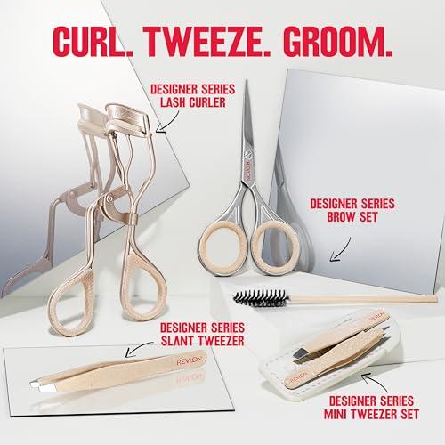 REVLON Revlon Designer Series Mini Tweezer Set, Hair Removal Tool Kit with Mini Slant-tip and Point Tip Tweezers, Portable and Easy to Use Made with Long Lasting Stainless Steel, 1 Count