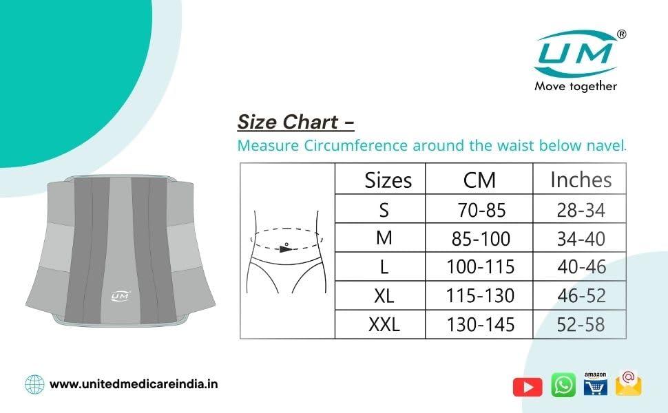 UM UM Polyester Lumbar Corset With Strap | Back Pain Relief Belt | Lower Back Brace Support | Support Belts | Contoured Lumbar Support | Dual Adjustable Straps | For Men and Women | S