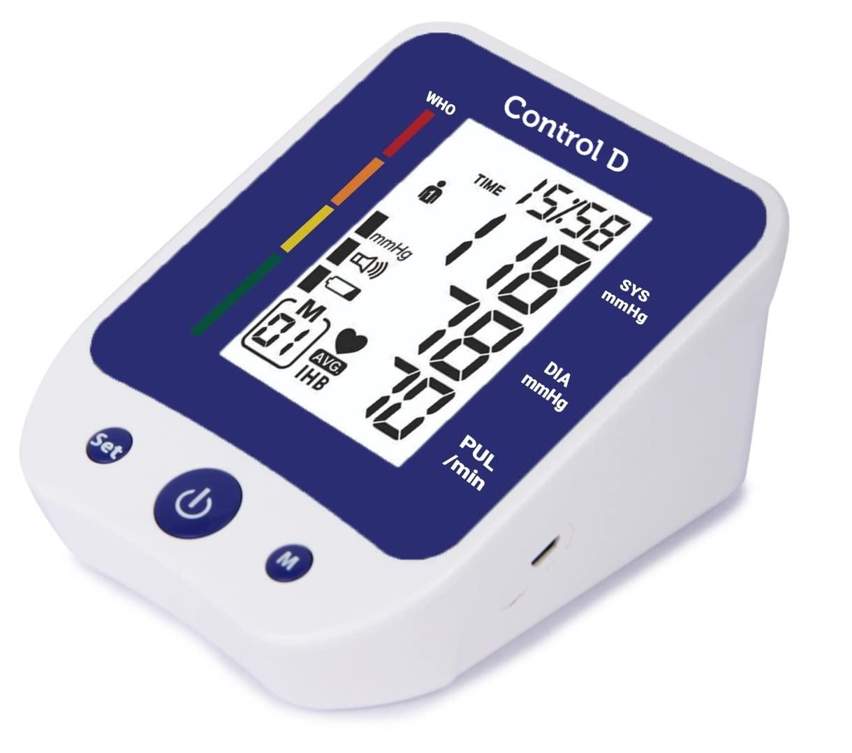 Control D Control D Premium USB Port BP Monitor Automatic Oscillometric Digital Blood Pressure Checking Machine Upper Arm Portable Digital Blood Pressure Monitor BP Machine