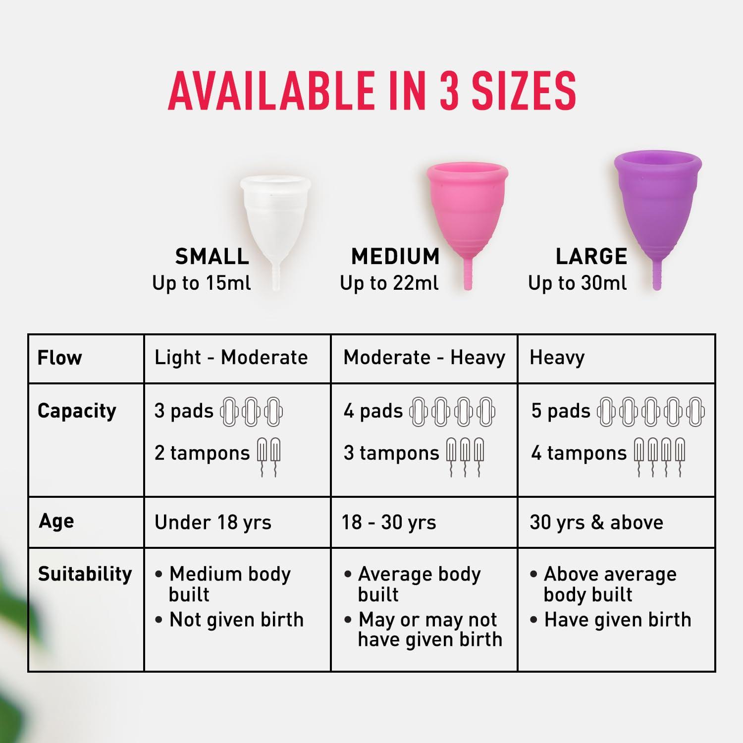 Sirona Sirona Reusable Menstrual Cup for Women | Medium and Small Size with Pouch | Ultra Soft, Odour and Rash Free | 100% Medical Grade Silicone | No Leakage | Protection for Up to 8-10 Hours | FDA Approved