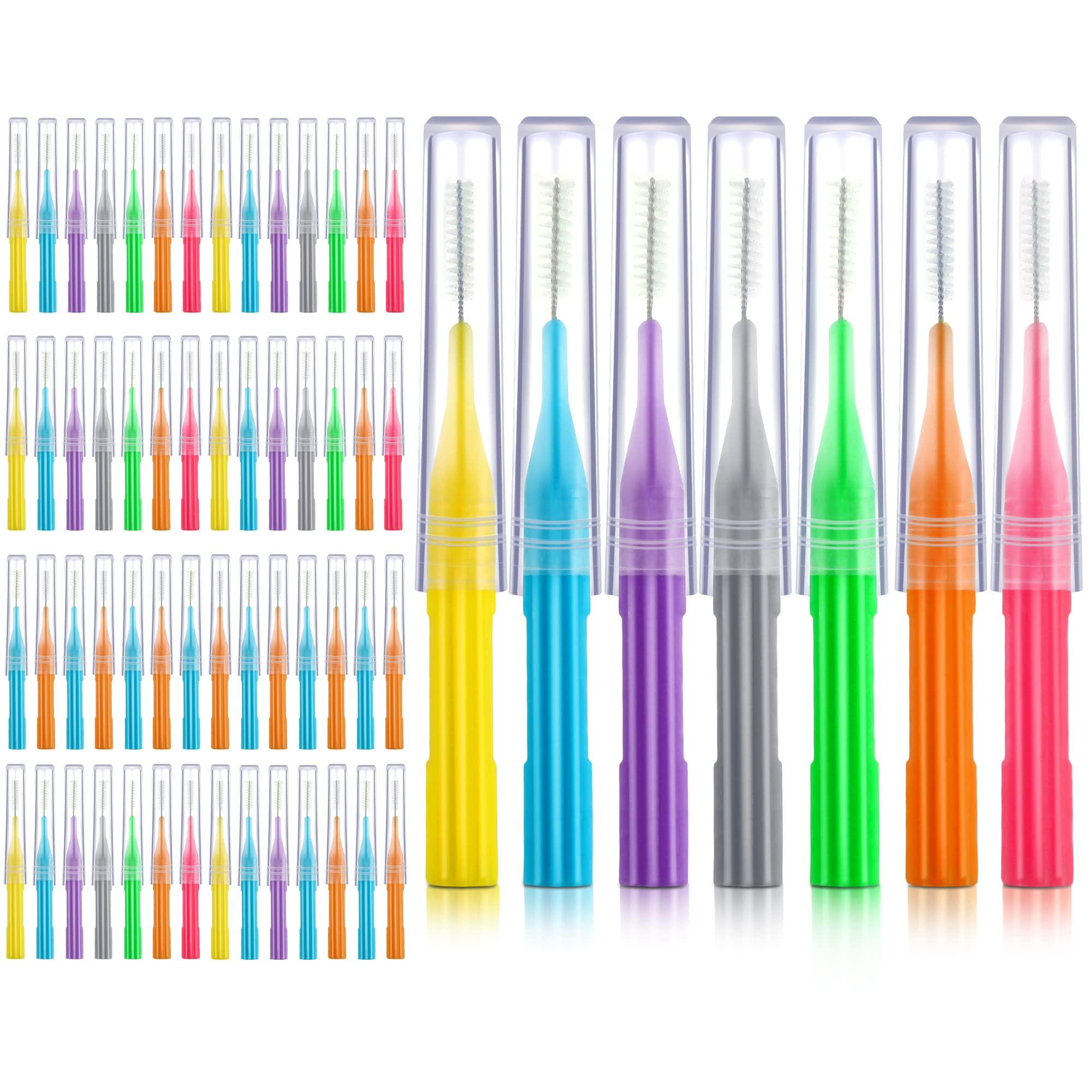 Patelai Patelai Kid 100 Pieces Braces Manual Brush For Cleaner Interdental Brush Toothpick Dental Flossing Head Oral Hygiene Flosser Tooth Cleaning Tool (Stylish Colors),Assorted