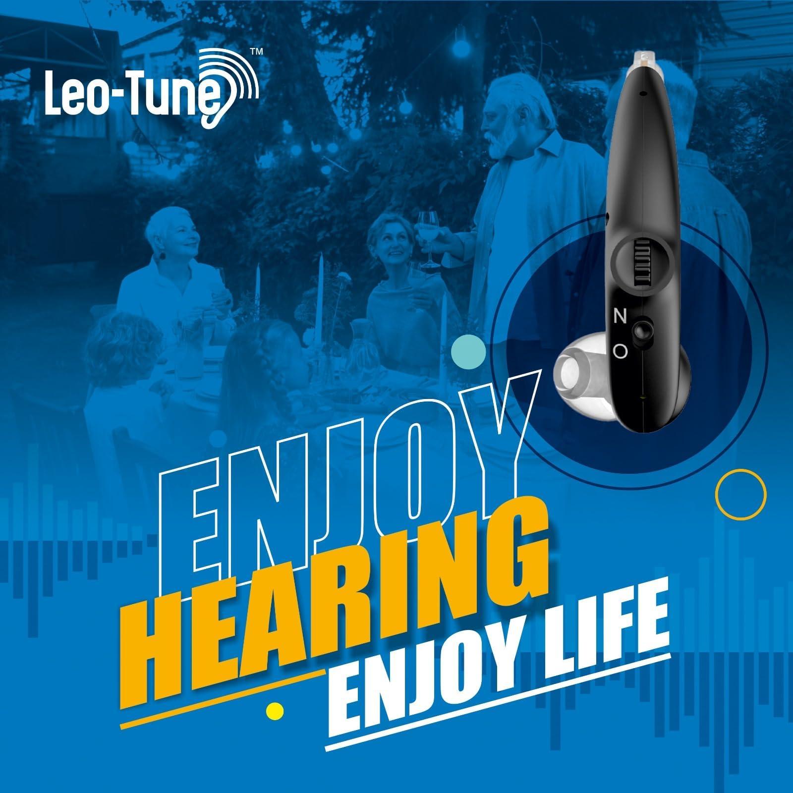 LEO-TUNE Leo-Tune OTC 12 Channel Rechargeable Hearing Aids (Not Amplifiers) Adjustable Volume Control Wheel, Right or Left Ear Compatible multi-channels noise reduction, more natural sound experience with 1 year warrenty (Black)