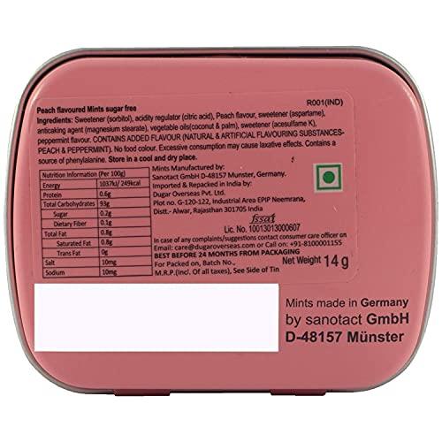 Impact Products Impact Mints Sugar-free Mints Peach Flavor (Pack of 3) 14g each, for everlasting & pleasant breath, product of Germany, pocket-friendly Mints in classic Tin packaging