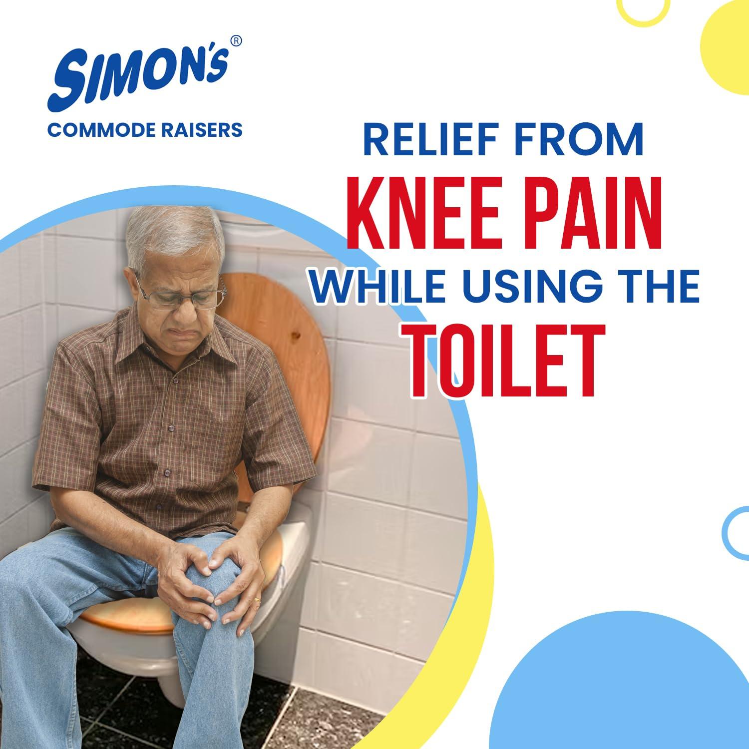 Simon\'s Simons Heavy-Duty 6 Inch Commode seat raiser with lid cover for elderly to sit and rise from commode toilets, portable seat extension for senior citizen with knee pain - Pack of 1