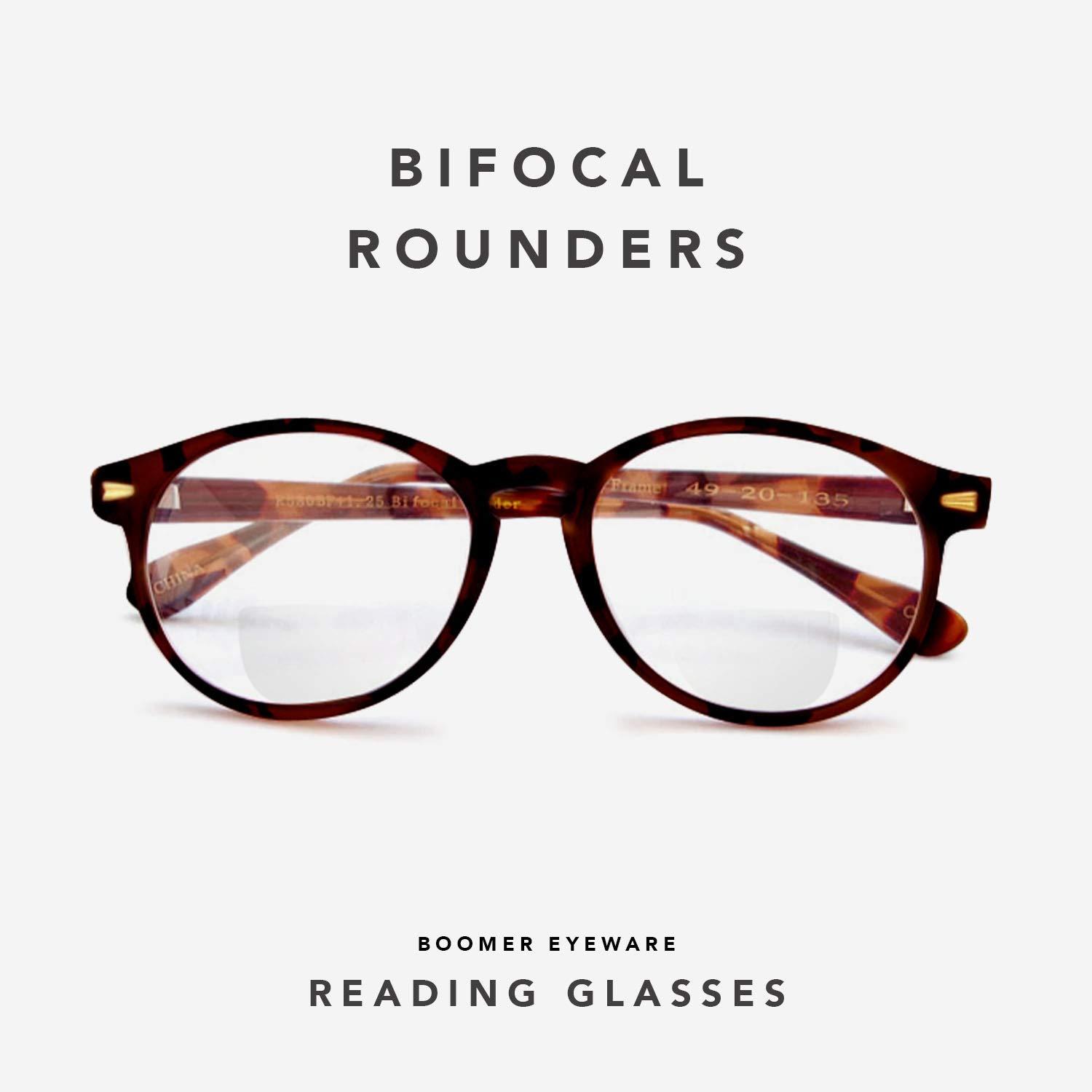 Boomer Eyeware Boomer Eyeware Classic Stylish Bifocal Rounders, Reading Glasses for Men & Women, 2.50, Brown, Brown, 2.50