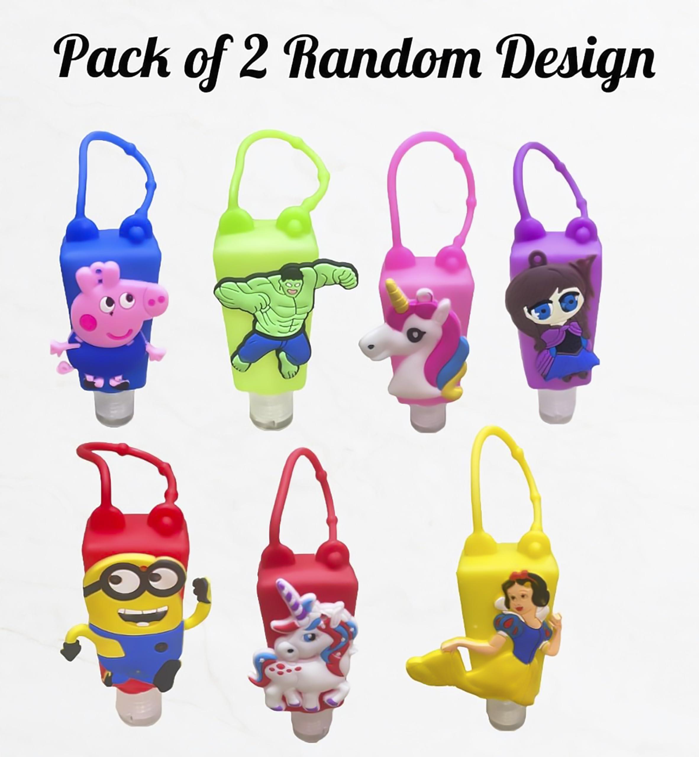 FETE PROPZ FETE PROPZ Hand Sanitizer Silicon Holder Keychain Empty For Travel Backpack Kids Small Hand Sanitizer Bottles Portable Refillable Hand Sanitizer Keychain Holder Case(Random 2 pcs)