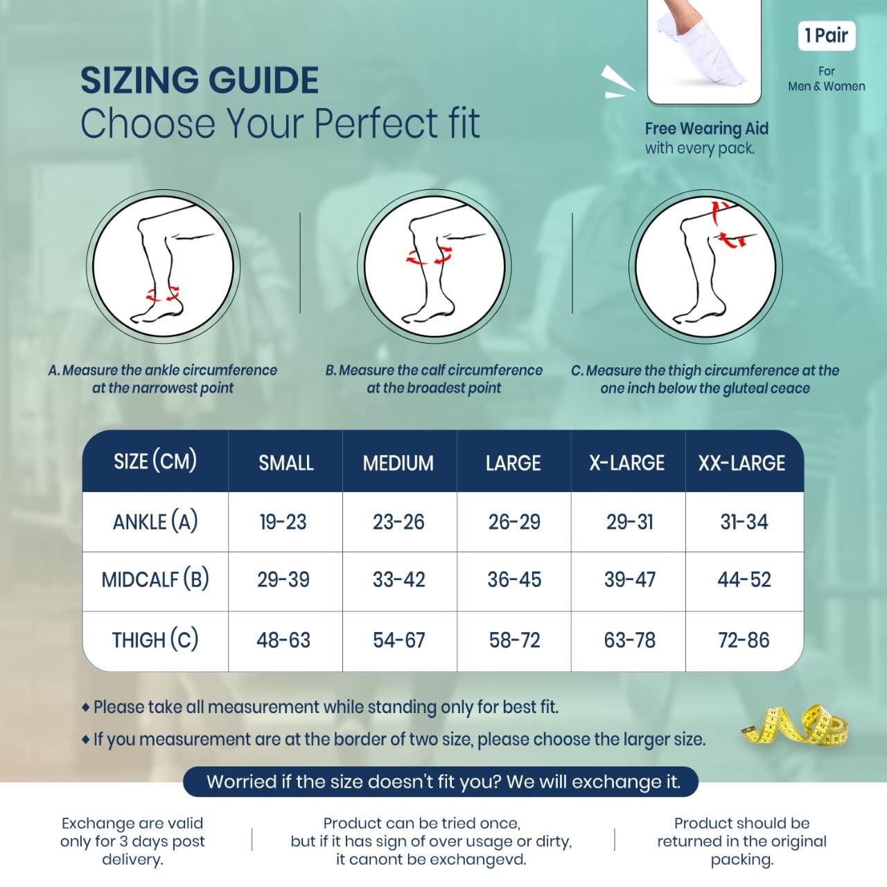 Sorgen Sorgen Class I Medical Compression Stockings for Varicose Veins | Class 1 Thigh Length stockings | Above Knee Class I Compression Socks | 18-21 mm Hg pressure stockings (Large)