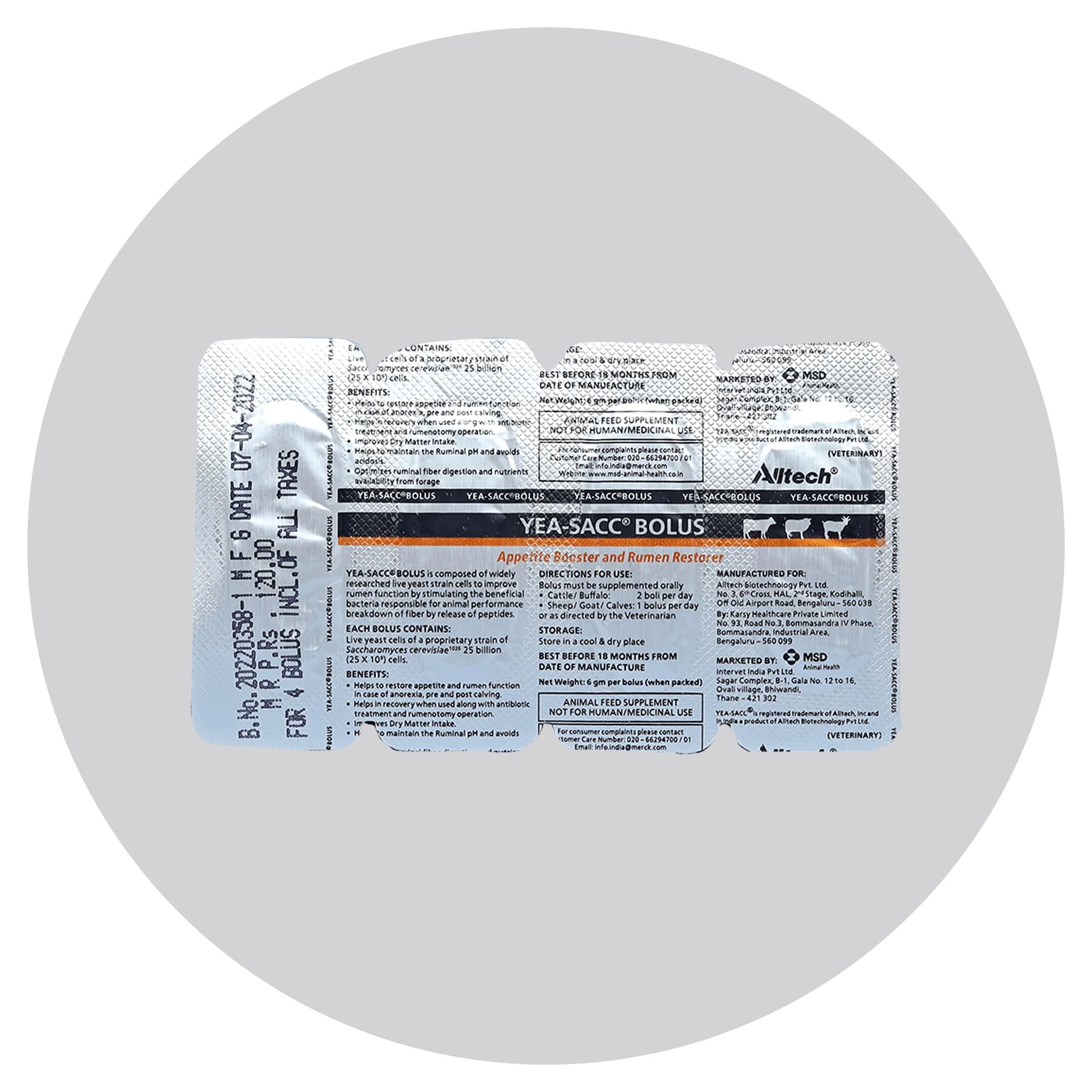 Generic Altech Yea Sac Bolus- 1 strip of 4 tablets - Pack of 4