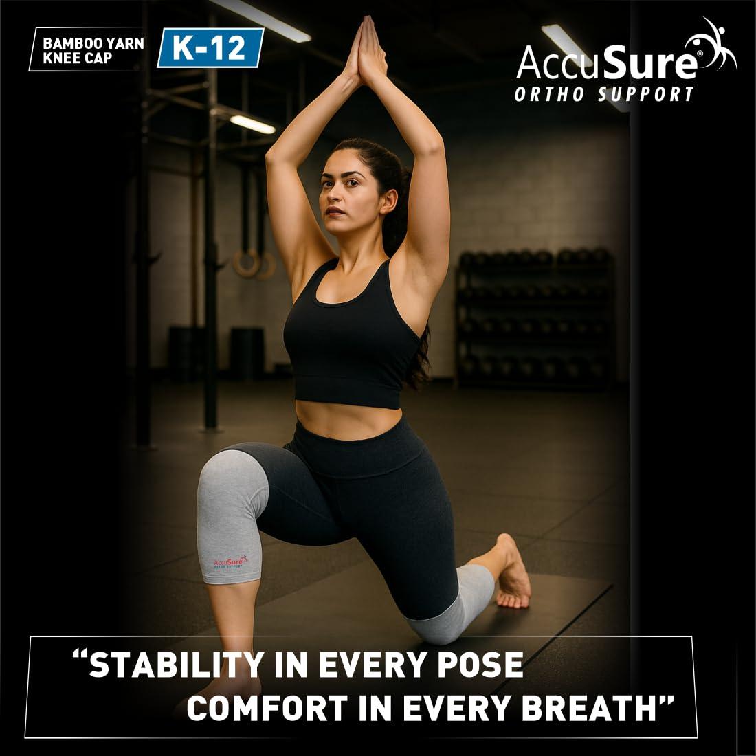 AccuSure AccuSure Orthopedic Pain Relief Bamboo Yarn Knee Support Cap Brace/Sleeves Pair For Sports, Pain Relief, Knee Compression Support, Exercise, Gym, Running, Cycling, Knee Cap Guard Brace Knee Support For Men And Women-Medium