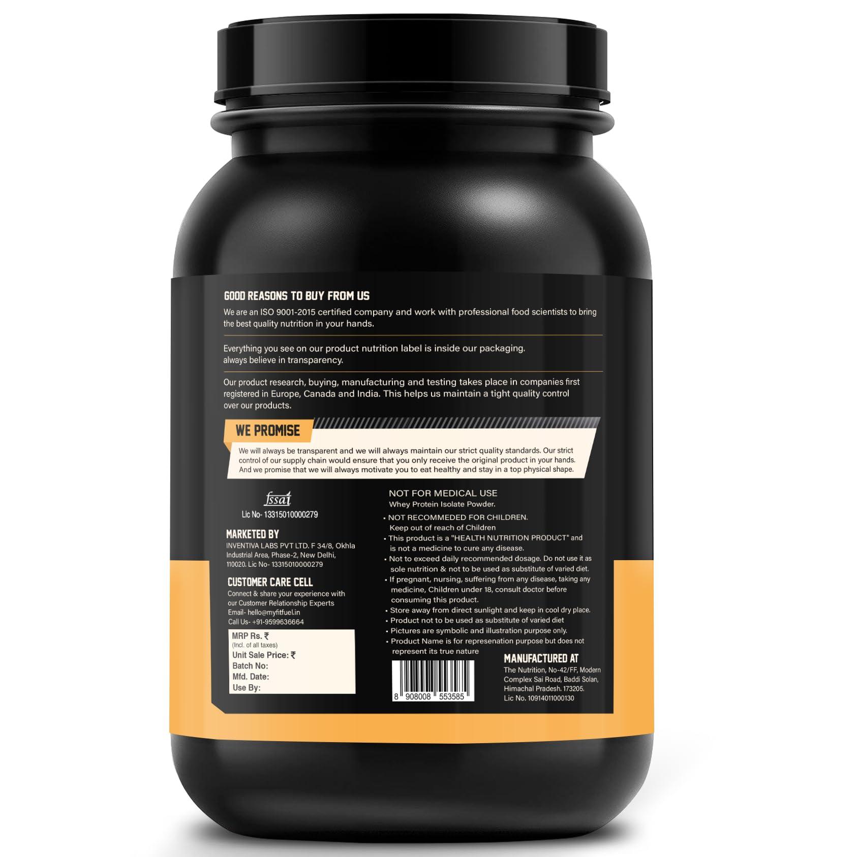 MyFitFuel MyFitFuel MFF Whey Protein 90 Isolate | 1 Kg, 30 Servings (Unflavoured) | Pure 100% Isolate Protein