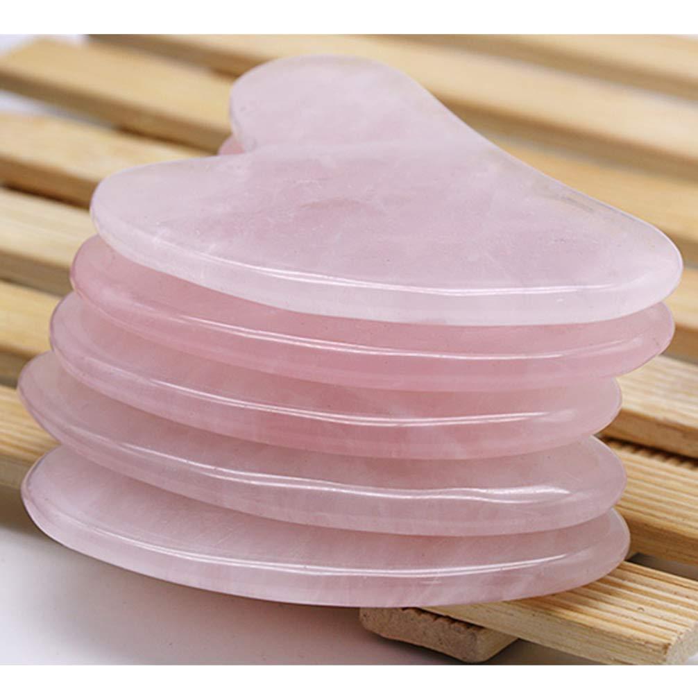 HEALLILY HEALLILY 2pcs Rose Quartz Tool Jade Stone Guasha Scraping Massage Tool Anti Aging Massage Tool SPA Body Skin