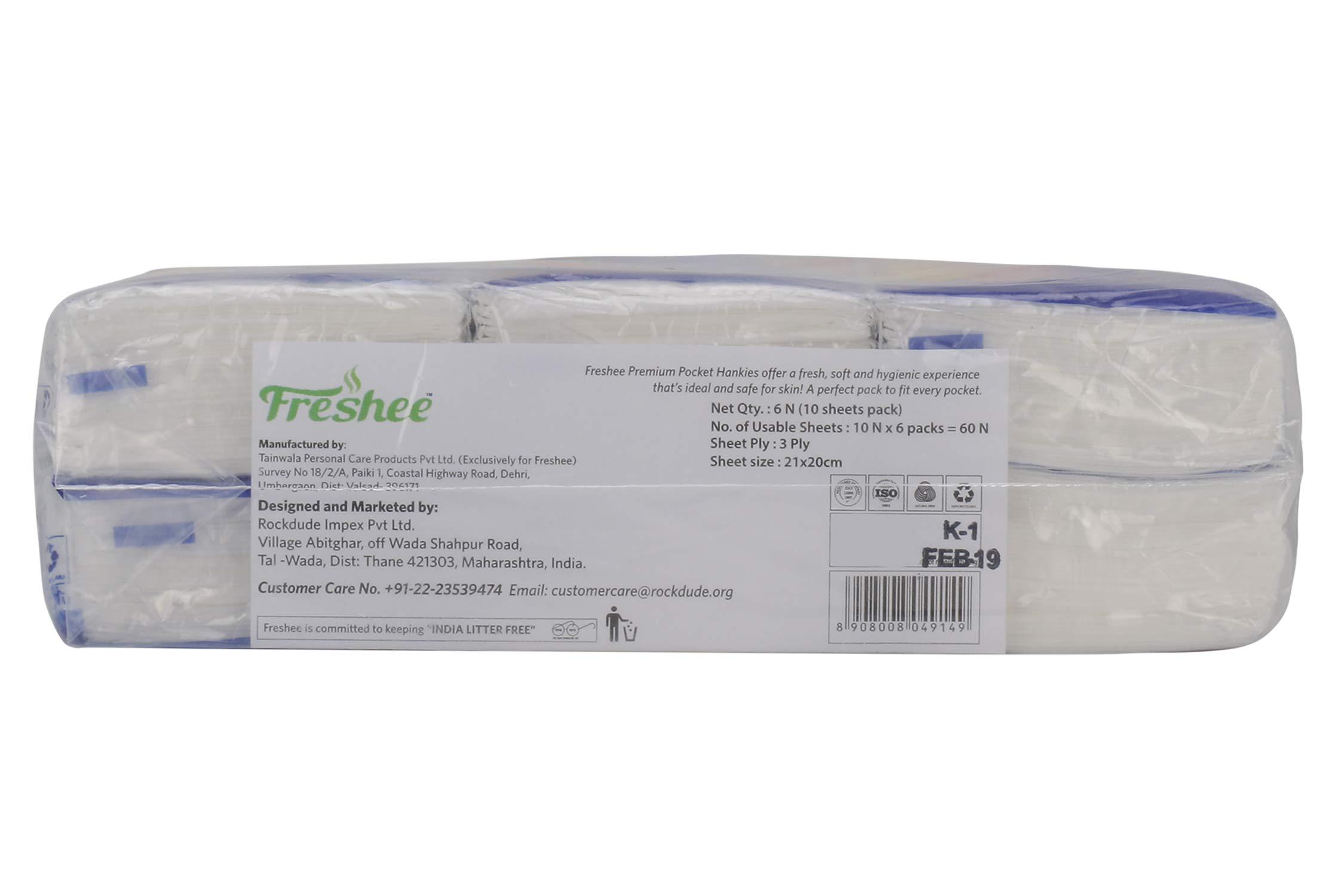 Freshee Freshee 3 Ply 6 In 1 Skin Friendly Pocket Tissue Pack of 4| Hygience And Fresh Tissue Made With 100% Virgin Fiber| Idle For Men And Women