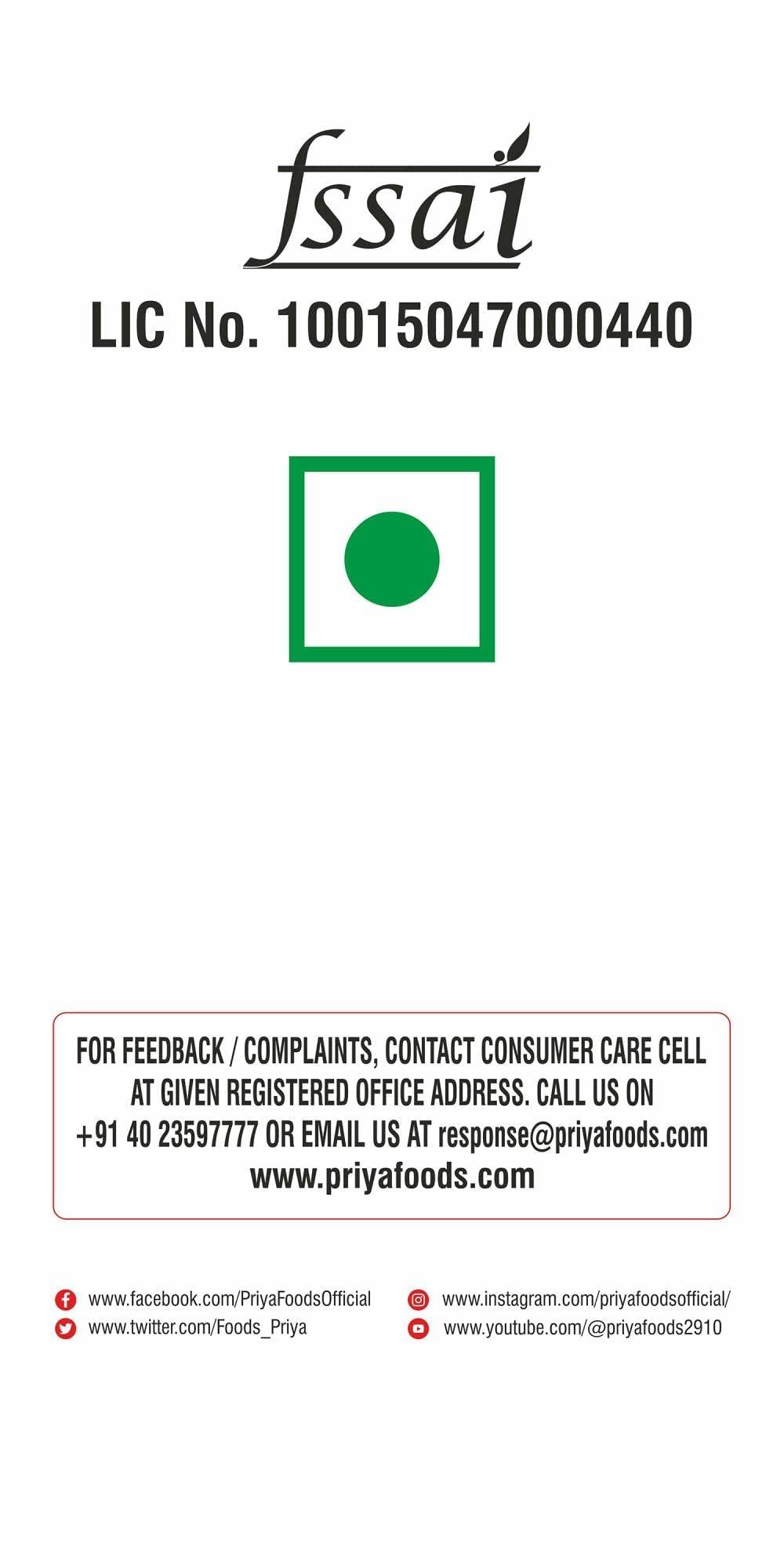 Priya Priya Cut Mango Pickle with Garlic, 1Kg - Authentic Telugu Style Aam Achar |Traditional South Indian Taste| Homemade Andhra Pickles| Tangy and Spicy| With Mango Pieces & Mixed Spices