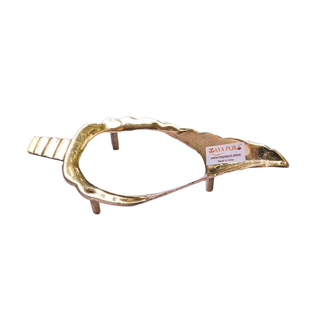 MAYAPURI MAYAPURI Pital Shankha Dani/Pooja Brass Shank Stand/Holding Conch Shells, Golden (5.5 inch. (Best for 5-6 inch. Shankh))