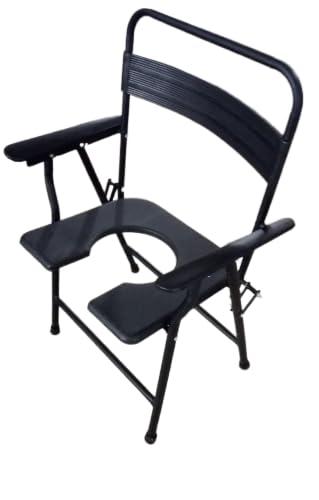 NavaFresh Basics ANM Folding Commode Chair, Raised Toilet Seat Riser, Safety Rails Portable Commode For adults & elderly, (BLACK COLOUR)
