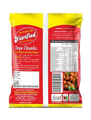 NUTRUFIED NUTRIFIED Vegetarian Soya Chunks Vegetarian High Protein Soyabeans Substitute Easy To Use In Your Food In 1KG Pack