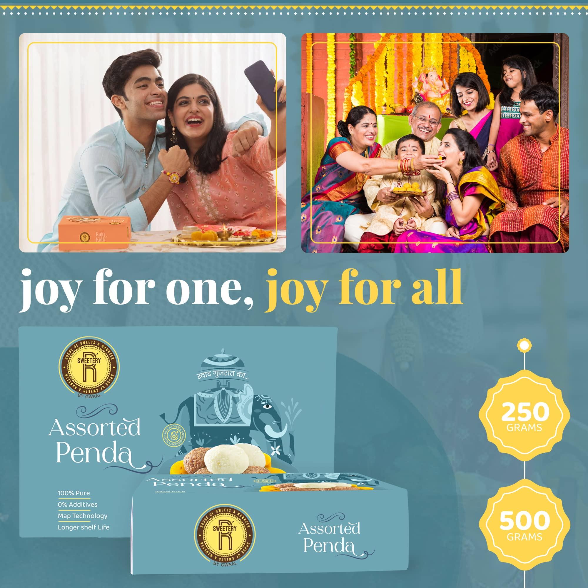 R’SWEETERY R’Sweetery Kesar Penda Sweet | Traditional Mithai for Gifting Purpose | Indian Sweets | Indian Mithai Gift Pack | Sweets Gift Pack For Any Occasion - 250g