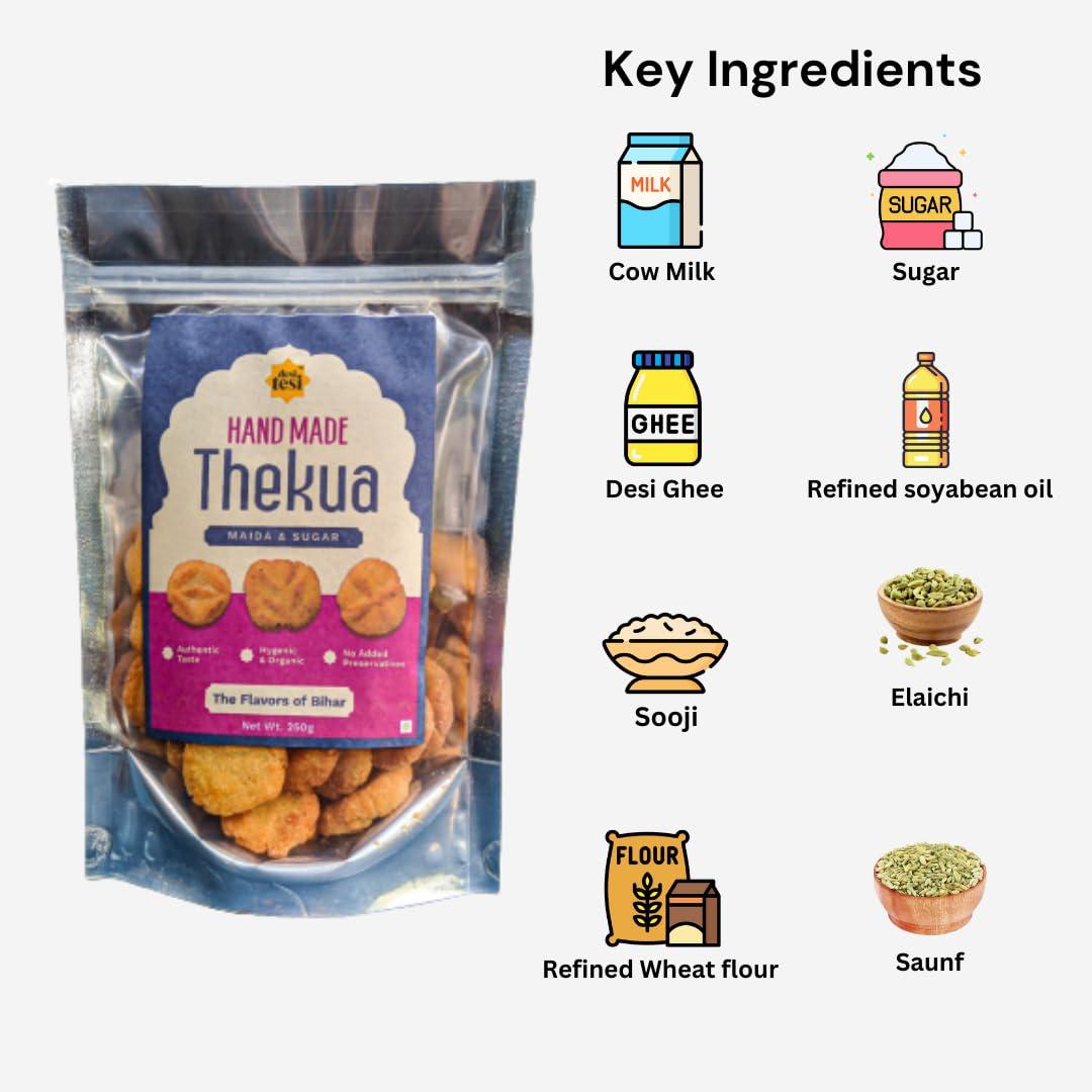 desi tesi Desi Tesi Thekua: Handcrafted Flavors of Bihar | Maida & Sooji Bliss | Preservative-Free Delight | 250g Pack 1