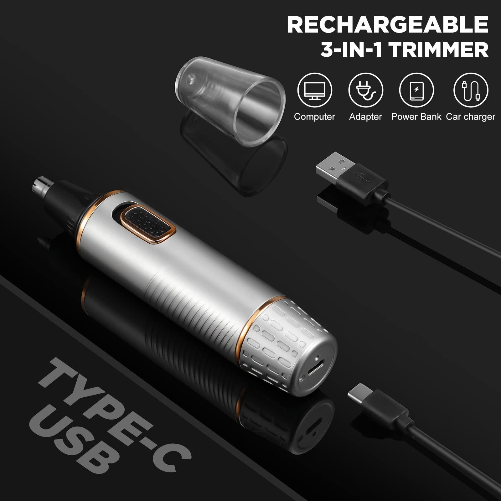 AREYZIN AREYZIN Ear and Nose Trimmer for Men Rechargeable 3-In-1 Versatile Trimmer For Men Professional Painless Electric Shaver For Nose Ear Beard Facial Pubic Hair Body Hair Trimmer For Men, Wet Or Dry Use